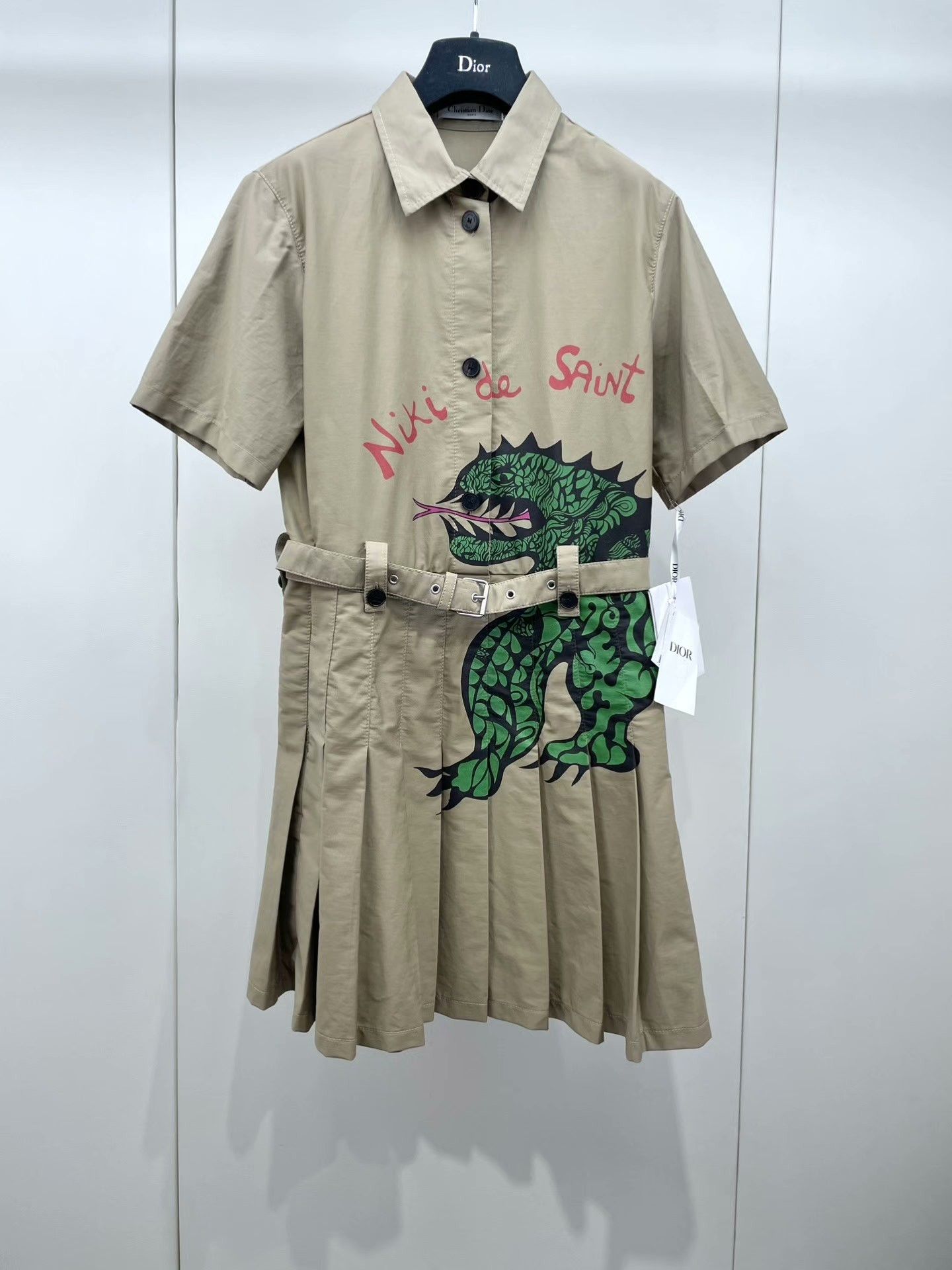 Dior Dior Green Dinosaur Utility Dress Size S / US 4 / IT 40 - 1 Thumbnail