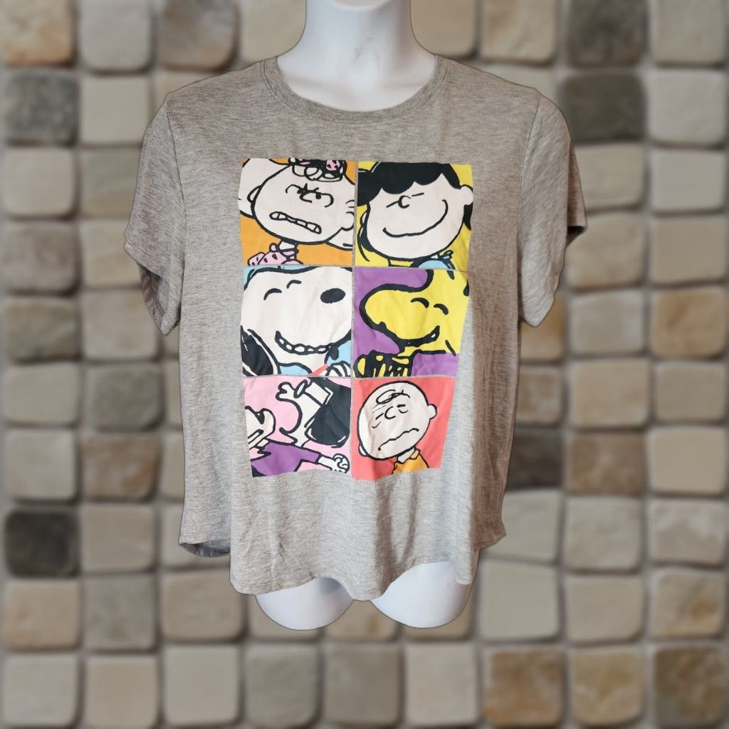 Peanuts Womens Peanuts Snoopy Charlie Brown Gray Short Sleeve T-Shirt 2XL Size Shirt Casual Womens Size XXL / US 16-18 / IT 52-54 - 1 Thumbnail