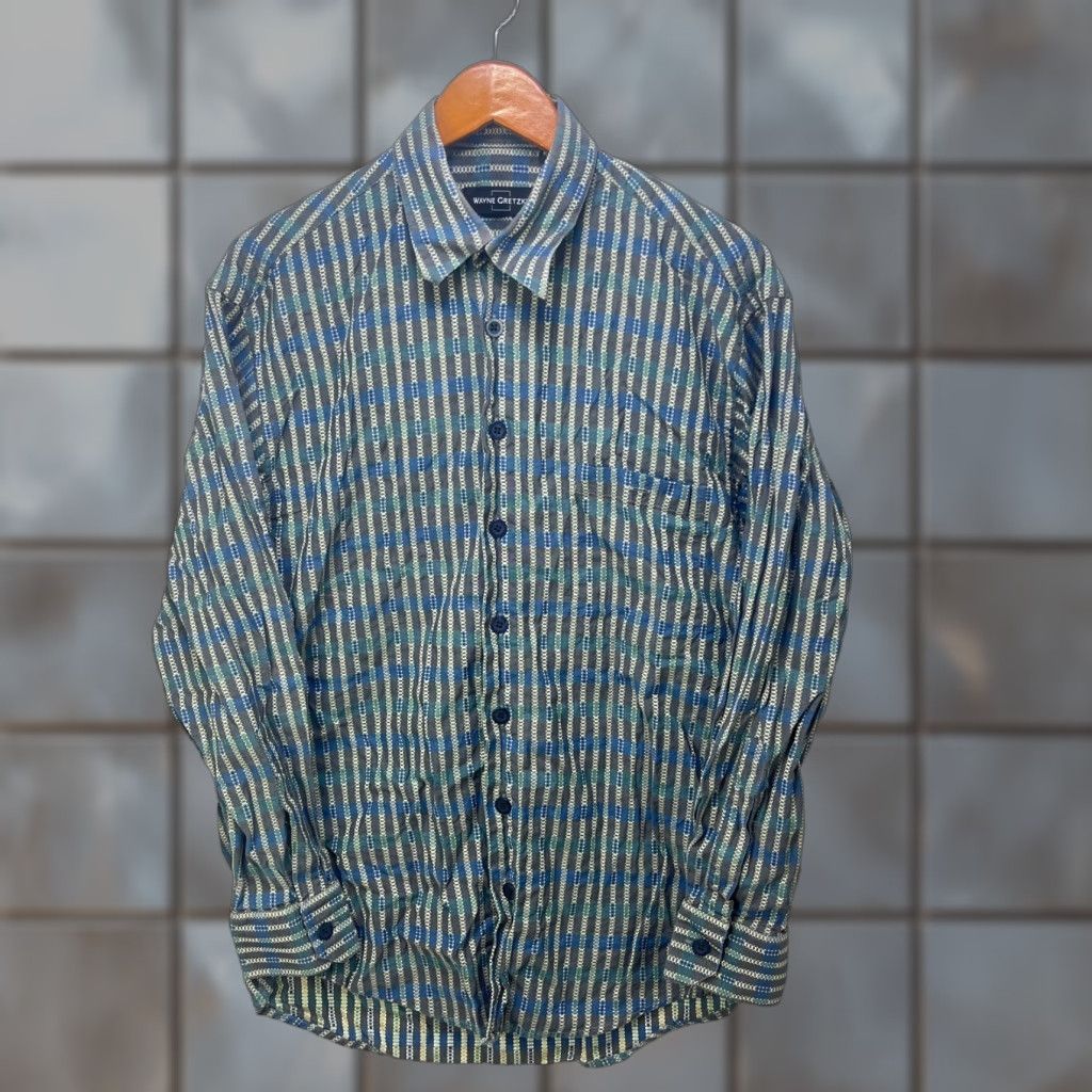 Vintage VINTAGE Wayne Gretzky Button-Up Long Sleeve Shirt M Blue 90s Mens Shirt Size US M / EU 48-50 / 2 - 1 Thumbnail