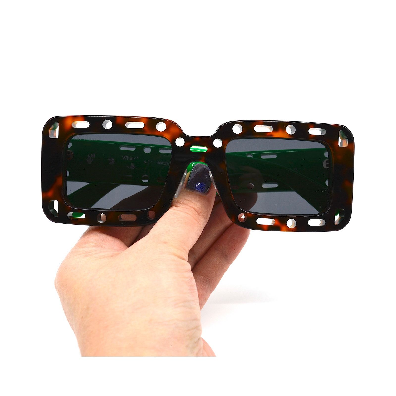Off-White NEW! OFF-WHITE ATLANTIC OER1025 HAVANA/GREEN GREY SUNGLASSES Size ONE SIZE - 11 Thumbnail