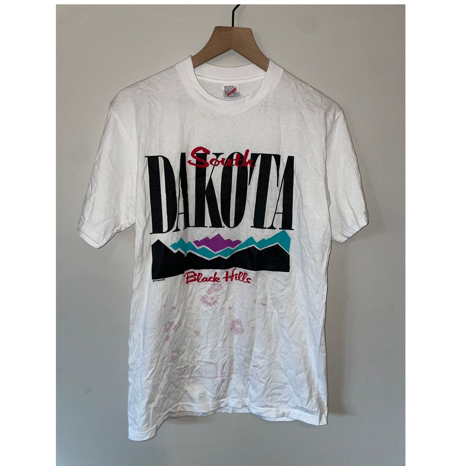 Jerzees Vintage Test Print Shirt South Dakota Black Hills White Tee Size US M / EU 48-50 / 2 - 1 Thumbnail