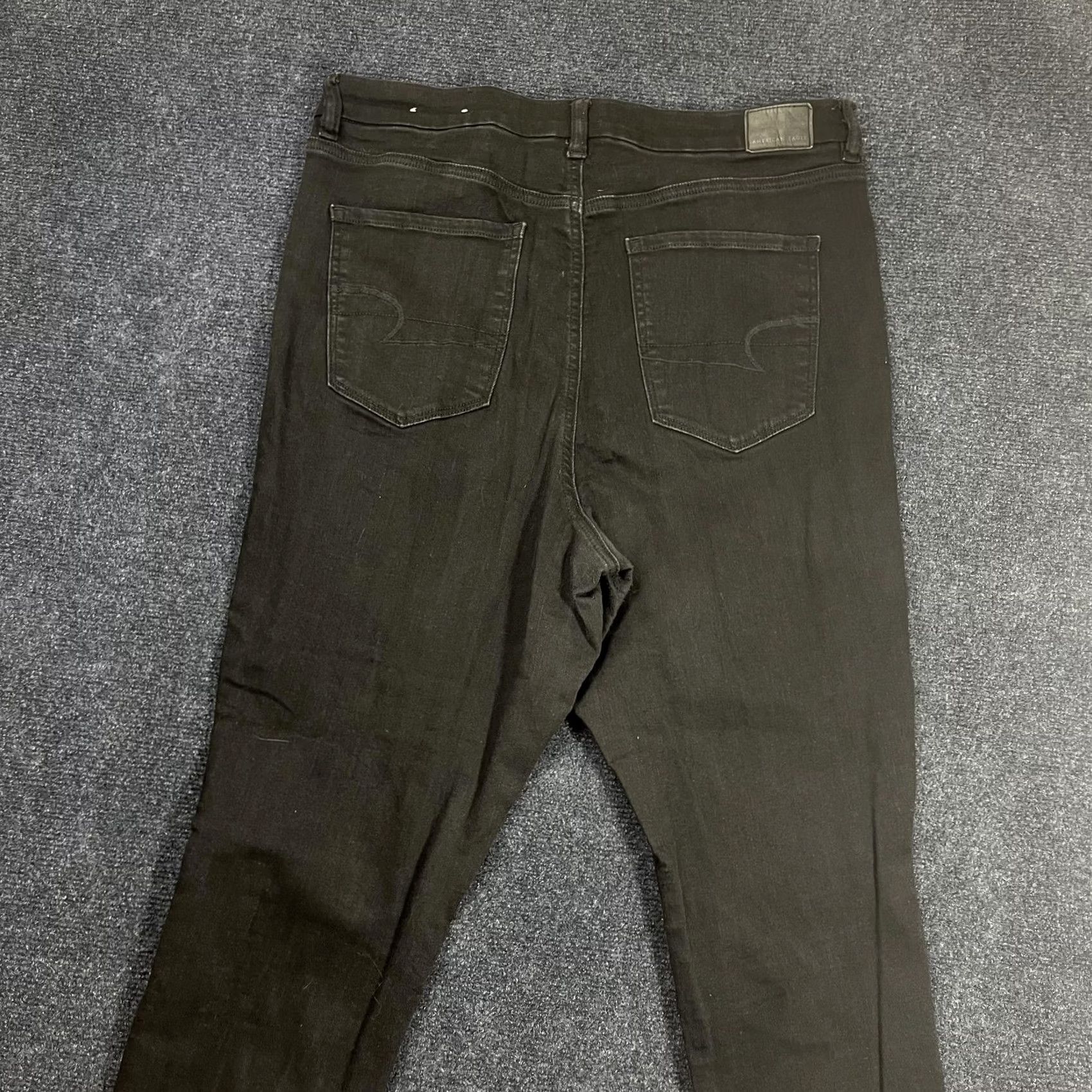 American Eagle Outfitters VINTAGE? No. American Eagle Next Level Stretch Jeans Womens 16 Short Black Skinny Distressed Size 38" / US 16 / IT 52 - 6 Thumbnail