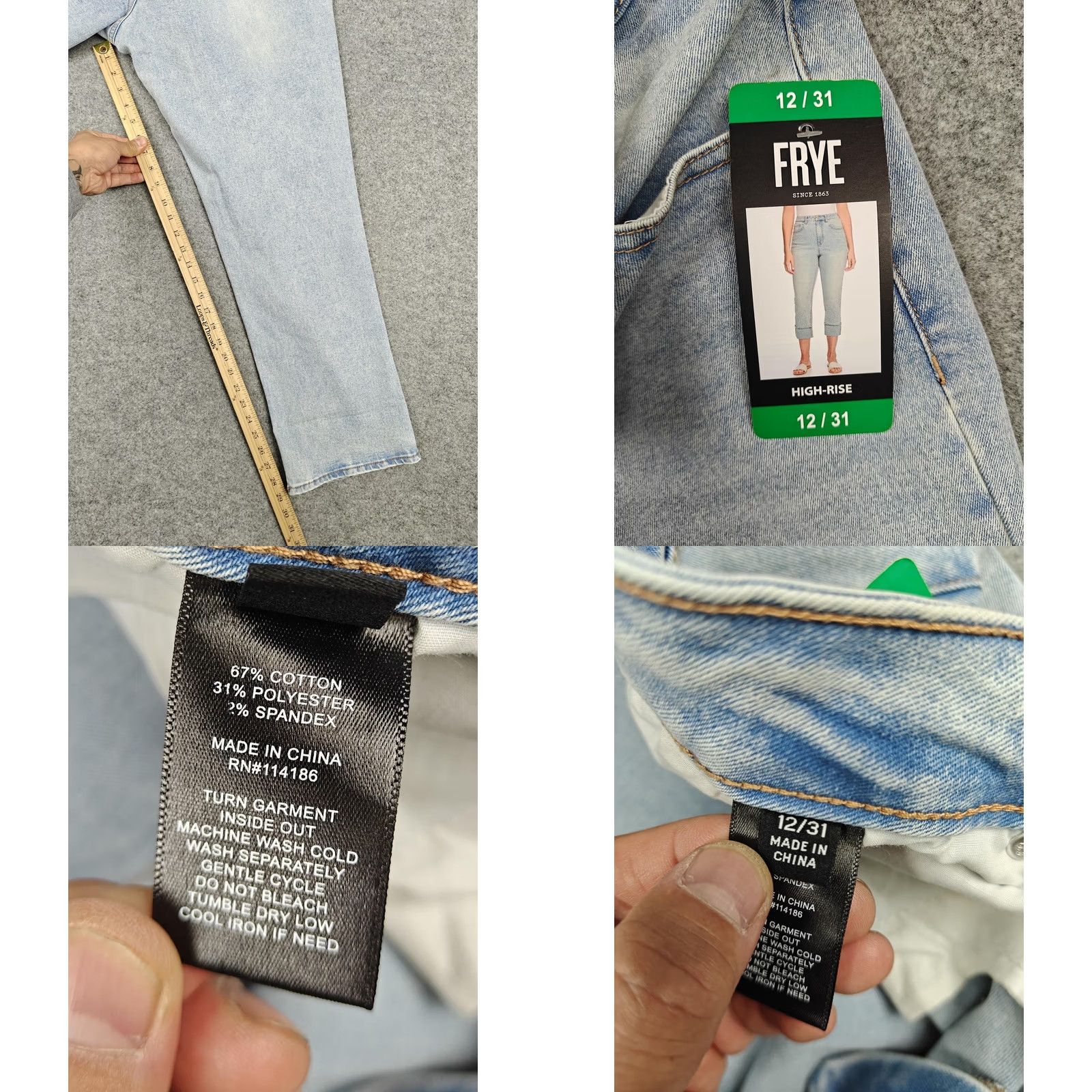 Frye Frye Jeans Womens 12 Light Wash High Rise Straight Stevie Denim Pants New Size 34" / US 12 / IT 48 - 8 Thumbnail