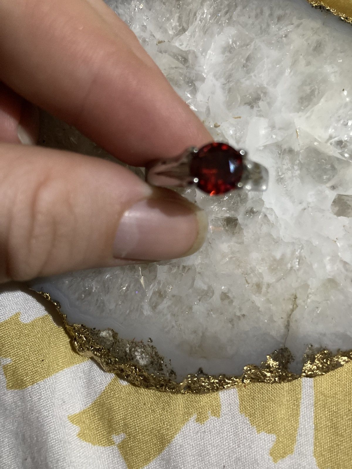 Other Red gemmed silver plated ring Size ONE SIZE - 1 Thumbnail