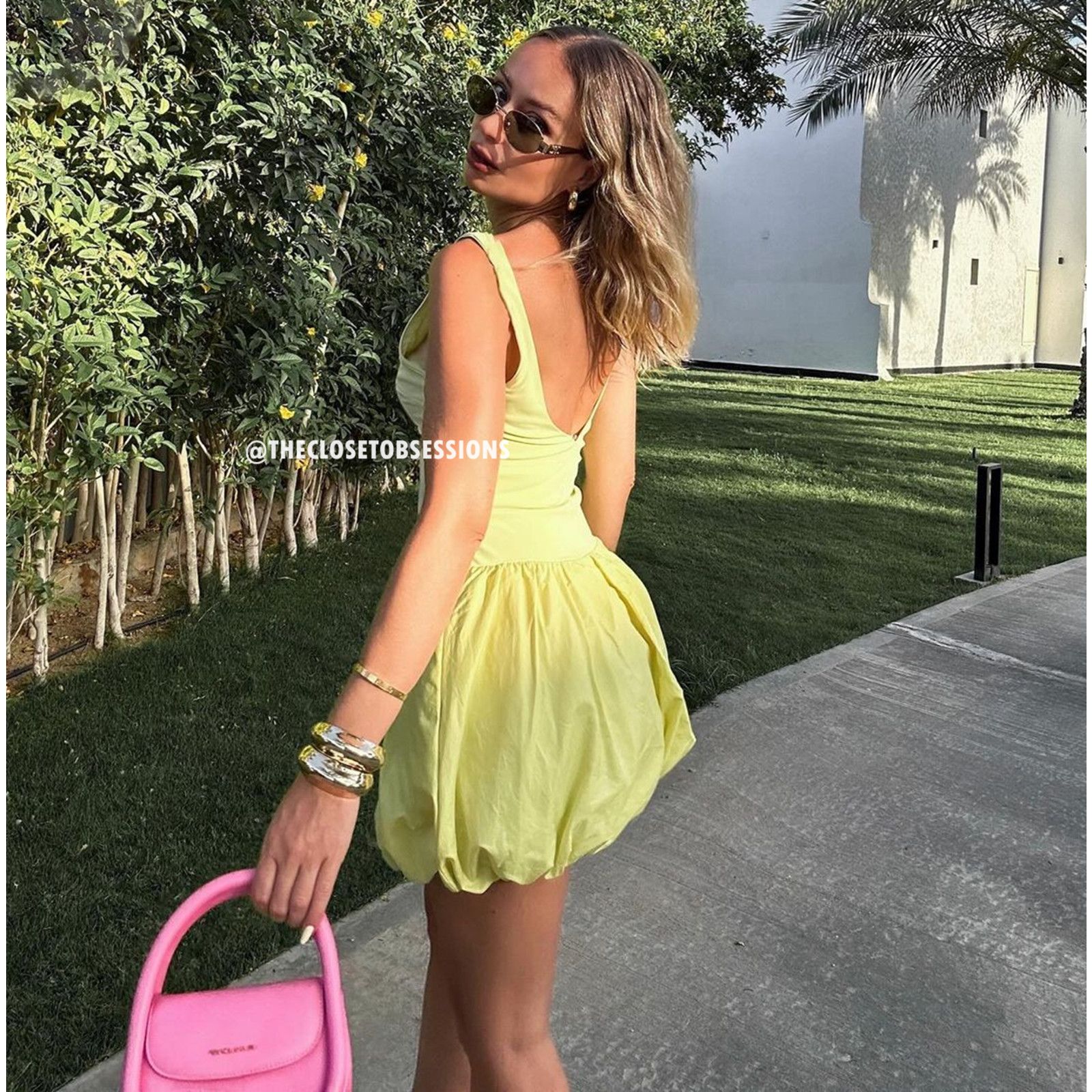 Zara ZARA women's Yellow V-Neck Mini Dress NWT Size L / US 10 / IT 46 - 16 Thumbnail