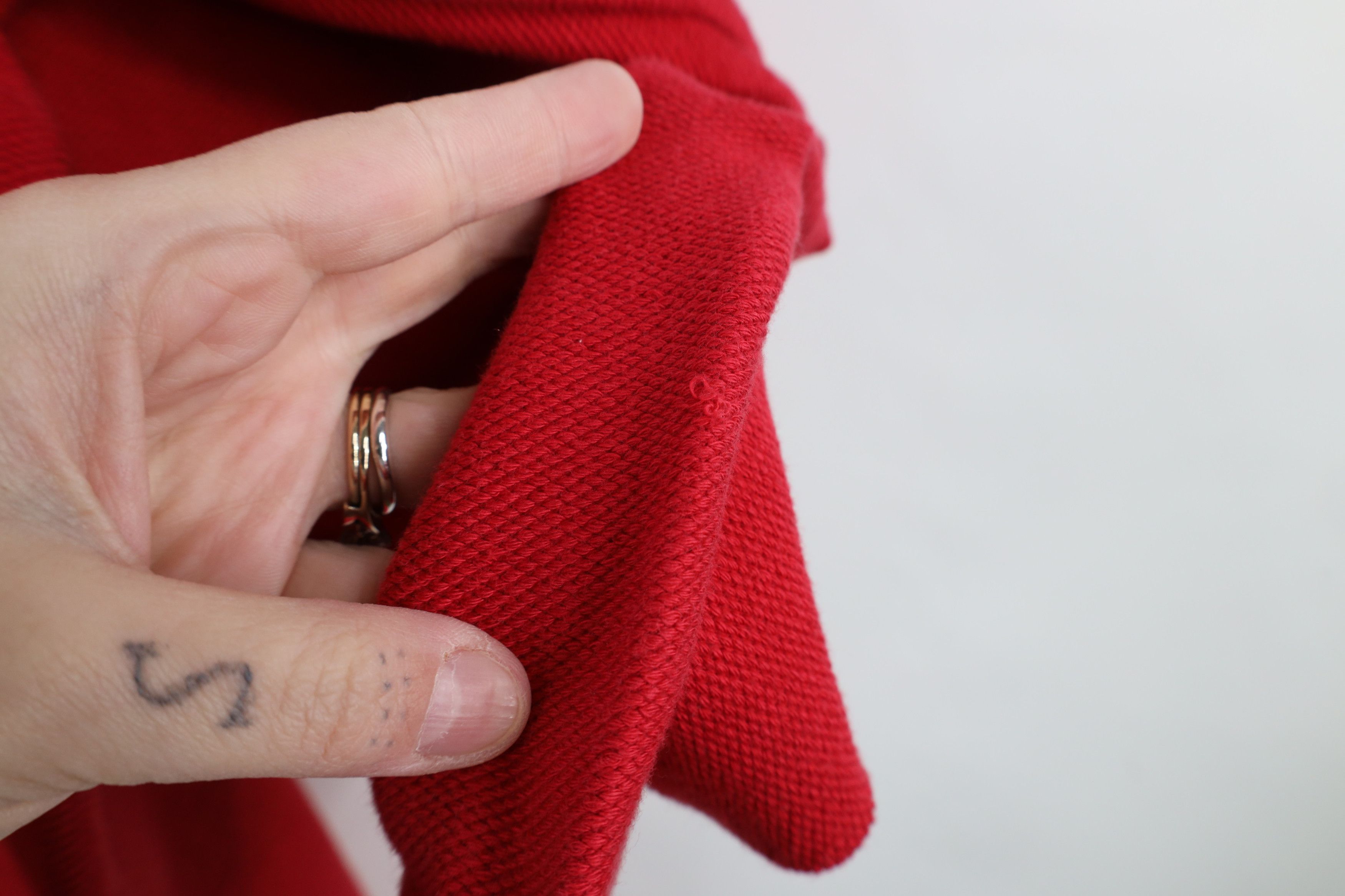Lands' End × Vintage Vintage 90s Lands End Cotton Weave Crewneck Sweater Red Size L / US 10 / IT 46 - 10 Thumbnail