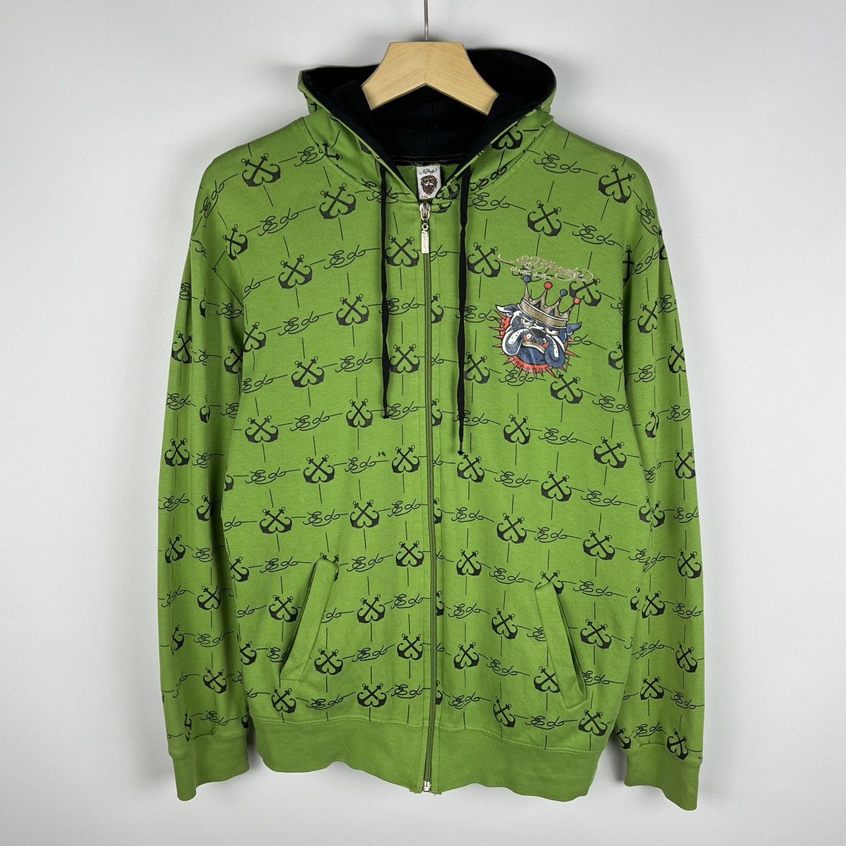 Ed Hardy Vintage Ed Hardy Bulldog rare y2k AOP hoodie 90’s Size US M / EU 48-50 / 2 - 9 Thumbnail