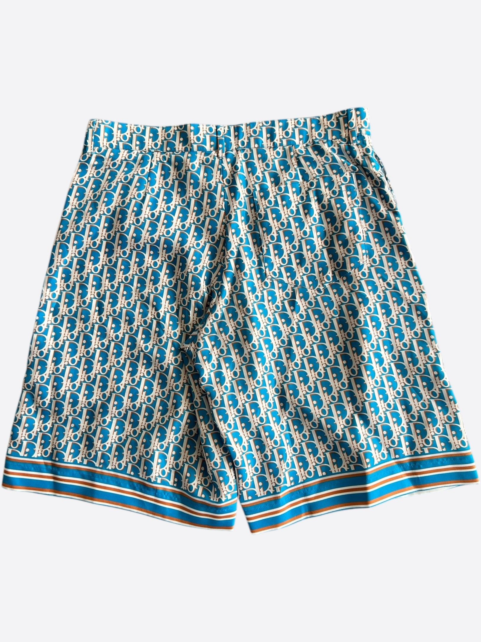 Dior Dior Blue & White Oblique Bermuda Silk Shorts Size US 30 / EU 46 - 2 Thumbnail