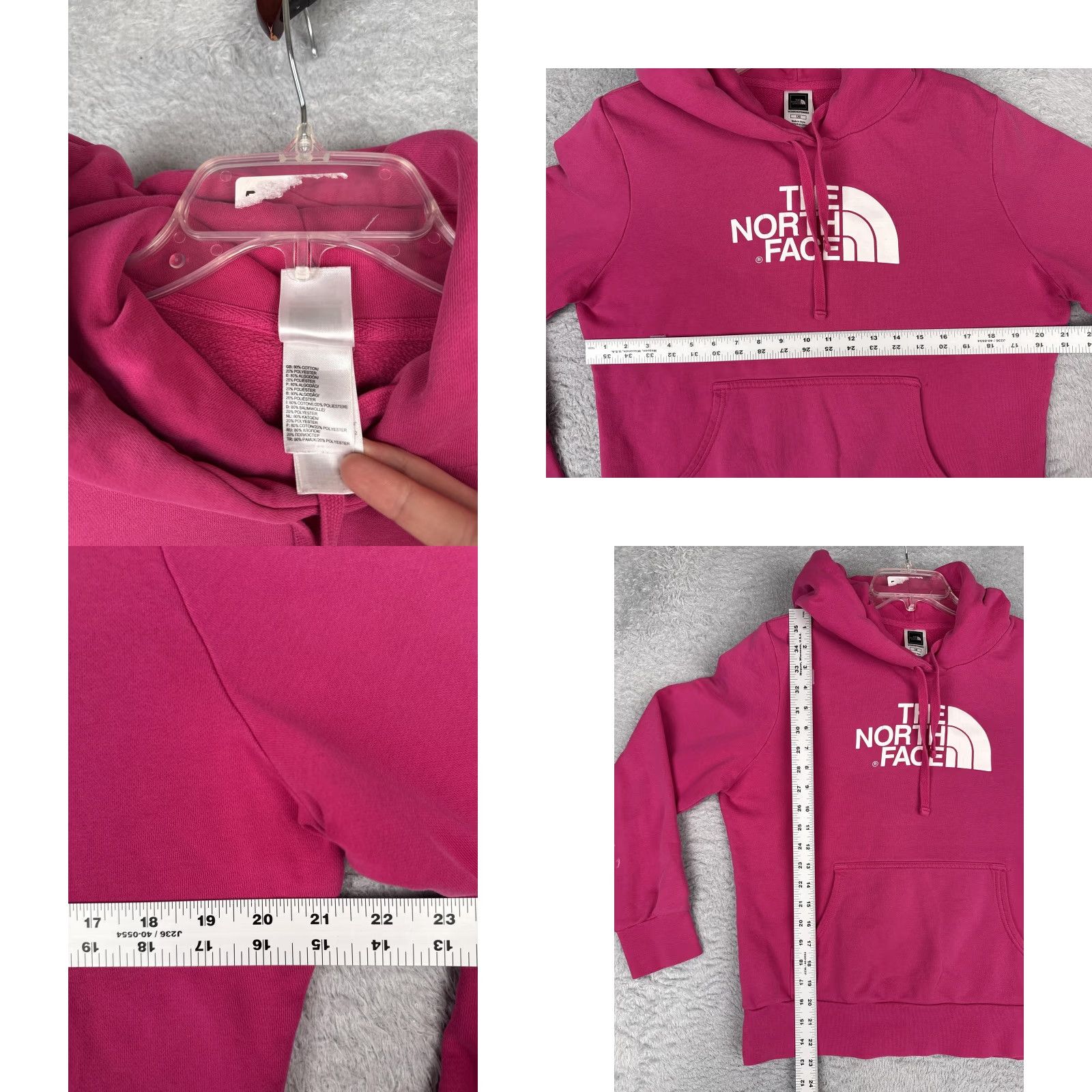 The North Face The North Face Hoodie Womens Large Pink Logo Pullover Kangaroo Fleece Sweatshirt Size L / US 10 / IT 46 - 8 Thumbnail