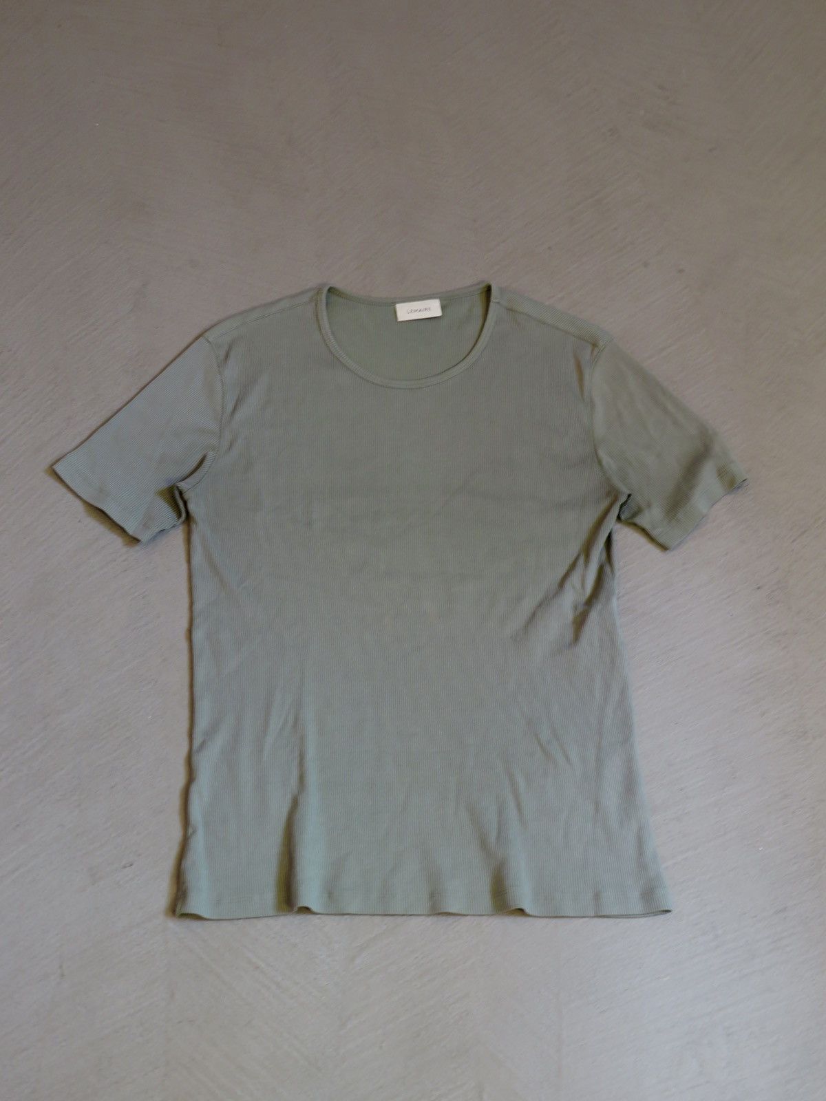 Lemaire Sage Green Ribbed Knit T-Shirt