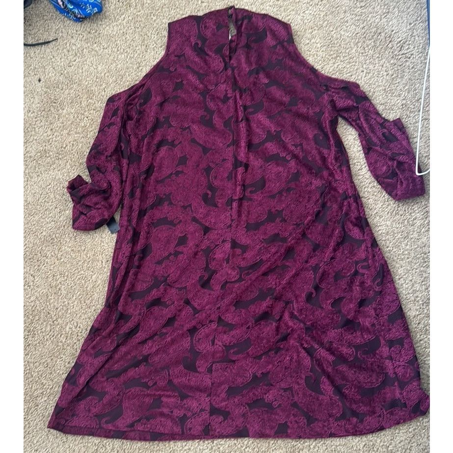 MAGGY LONDON Elegant Burgundy Patterned Dress Size XL / US 12-14 / IT 48-50 - 4 Thumbnail