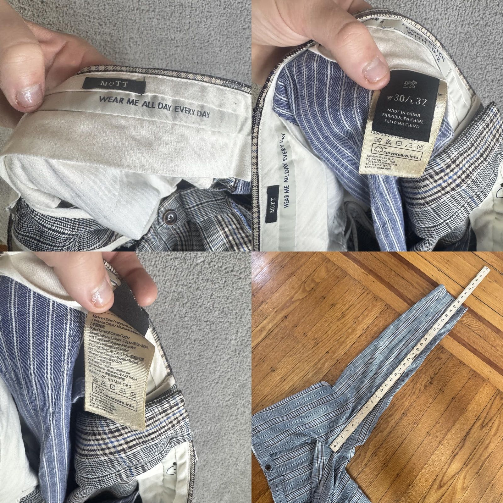 Scotch & Soda Scotch & Soda Mens Pants Chino Slim Plaid Gray 30x32 Mott Tweed Stretch S-L Footnote Size US 30 / EU 46 - 9 Thumbnail