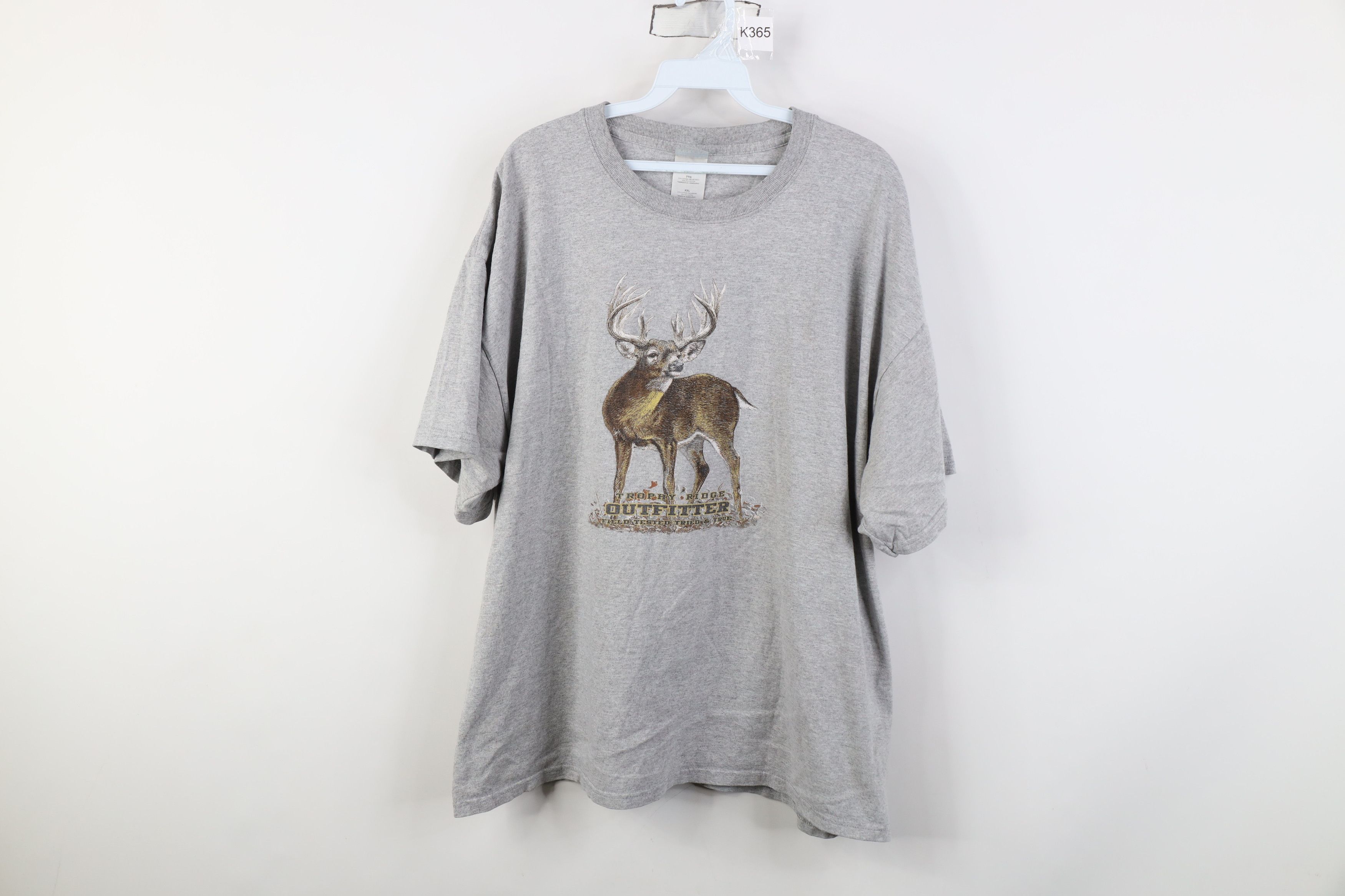 Vintage Vintage 90s Streetwear Nature Deer Buck Hunting T-Shirt Gray Size US XXL / EU 58 / 5 - 1 Thumbnail