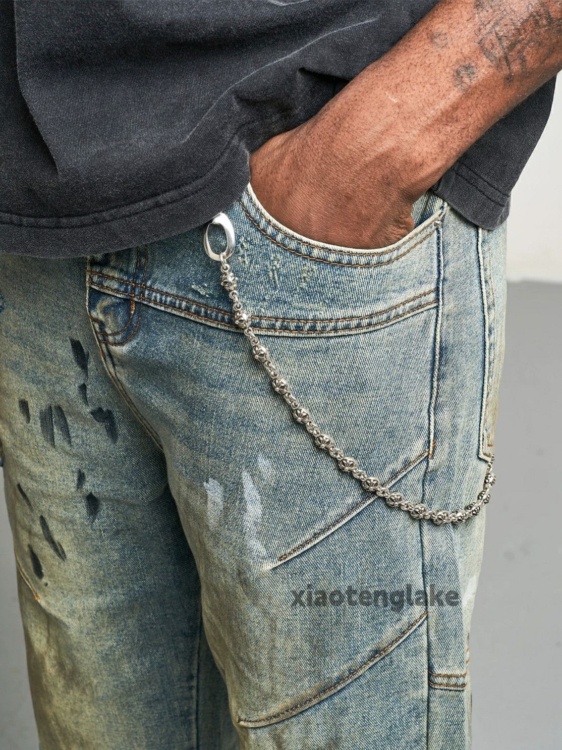 Jean × Vintage washed faded paint stain damaged grunge jeans Size US 32 / EU 48 - 11 Thumbnail