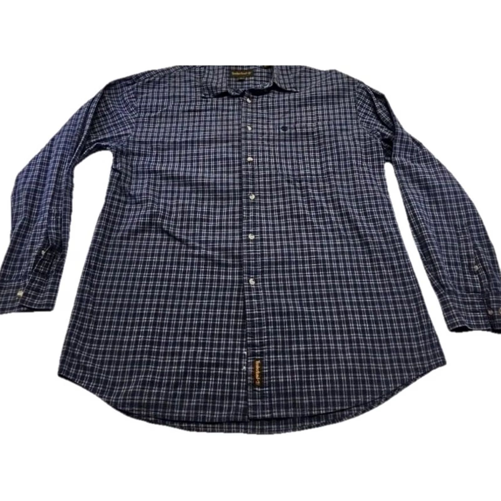 Timberland VINTAGE Timberland Shirt Mens XL Blue Plaid Button-Down 90s Wool? Cotton? (original says 100% cotton) Size US XL / EU 56 / 4 - 2 Thumbnail