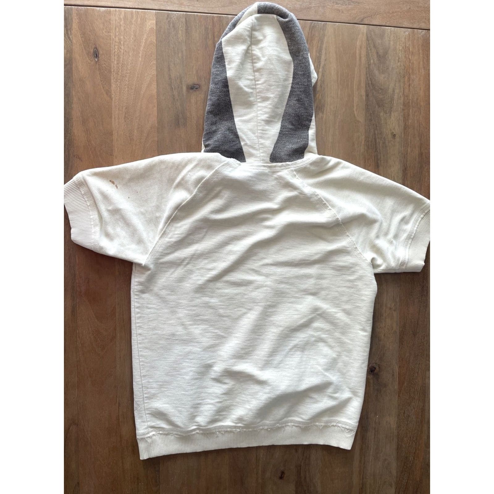 Armani Exchange VINTAGE Armani Exchange Hoodie Mens M Cream Ivory Short Sleeve A/X Grunge 00s City Hip Hop Y2K Pullover Hooded Logo Regular Fit Knit Cotton Size US M / EU 48-50 / 2 - 2 Thumbnail