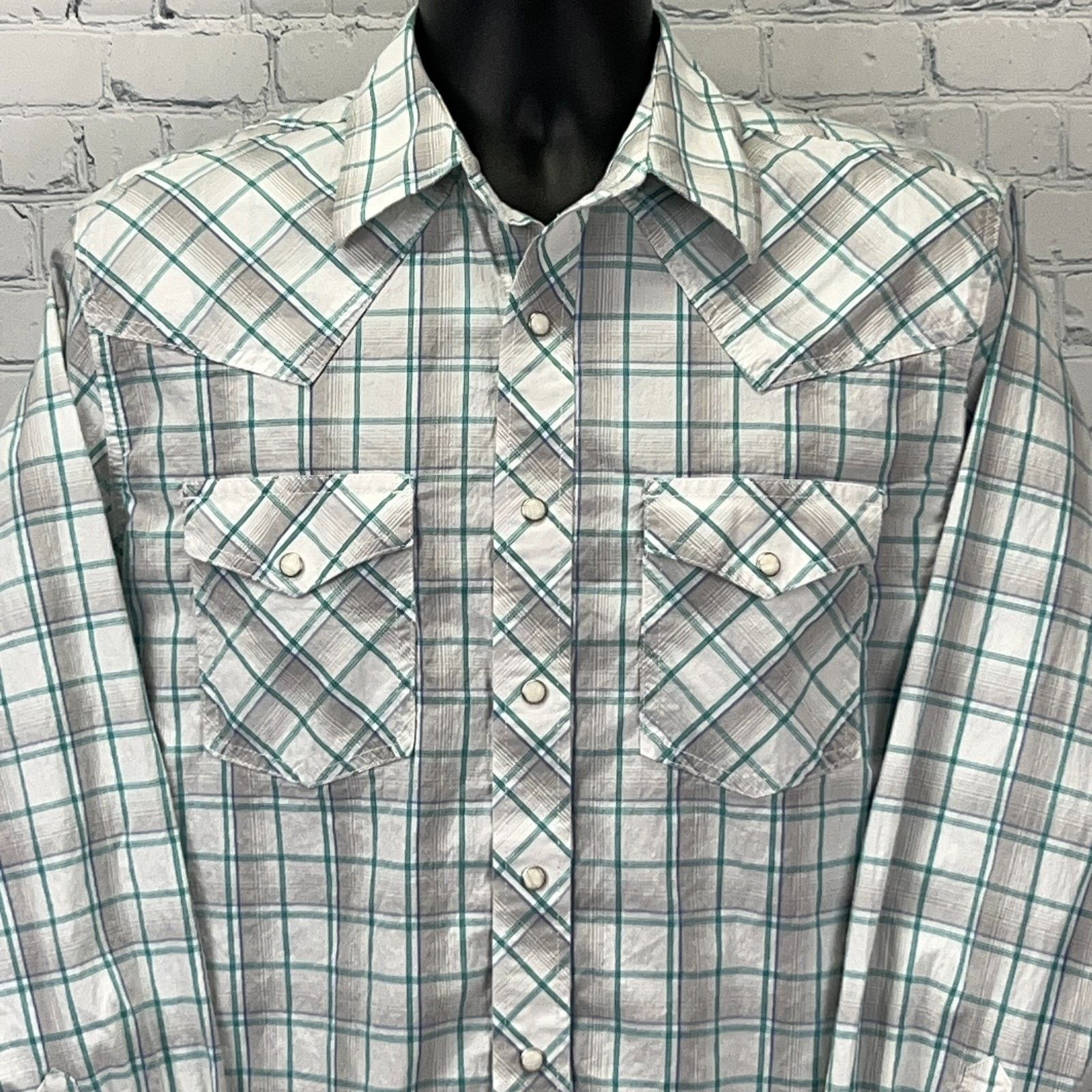 Wrangler Wrangler 20X Pearl Snap Button Front Shirt White Plaid M Size US M / EU 48-50 / 2 - 1 Thumbnail
