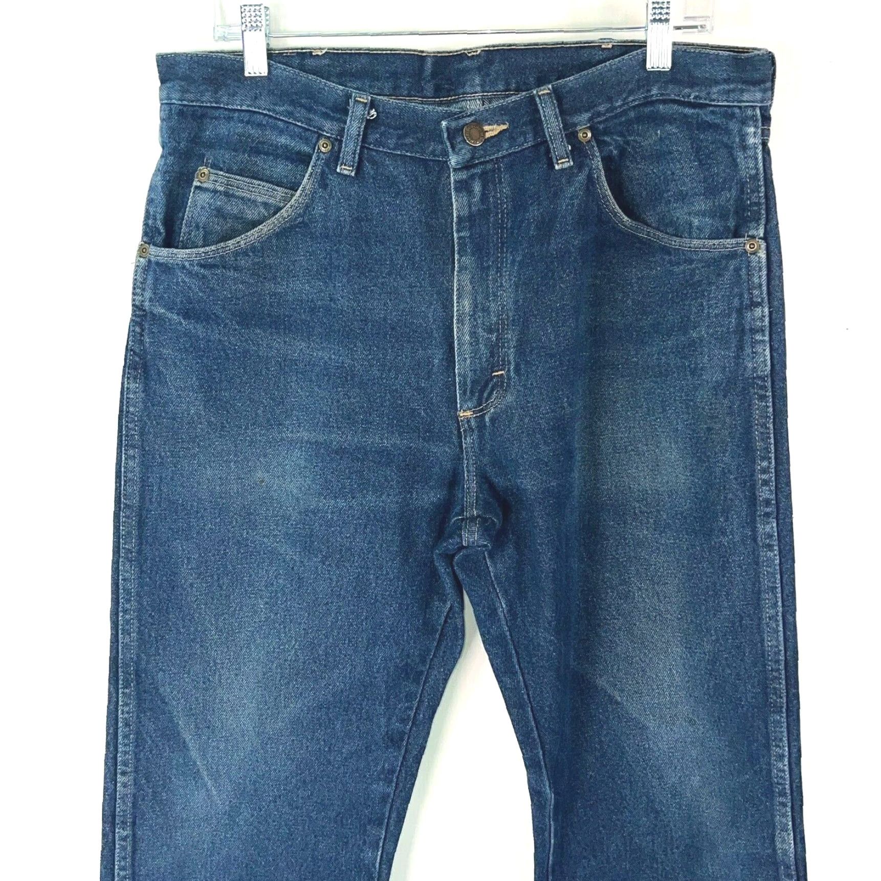 Wrangler Wrangler Jeans Mens Flat Front Stretch High Rise Straight Blue 34X30 Denim 5-Pocket Regular Mens Size US 34 / EU 50 - 2 Thumbnail
