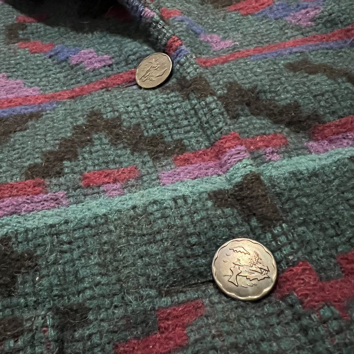 Vintage × Woolrich Woolen Mills VTG Woolrich Womans Heavy Wool Teal Southwestern Aztec Coat Size S / US 4 / IT 40 - 4 Thumbnail