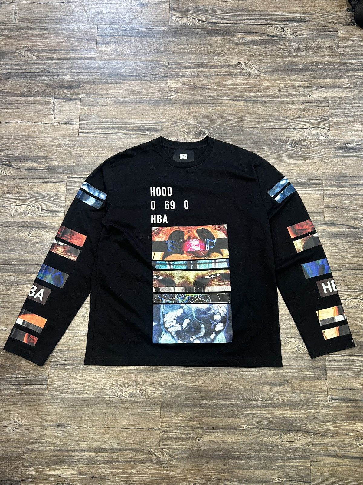 Image of Hood By Air Scan Print Multi Graphic Long Sleeve in Black, Men's (Size XL)