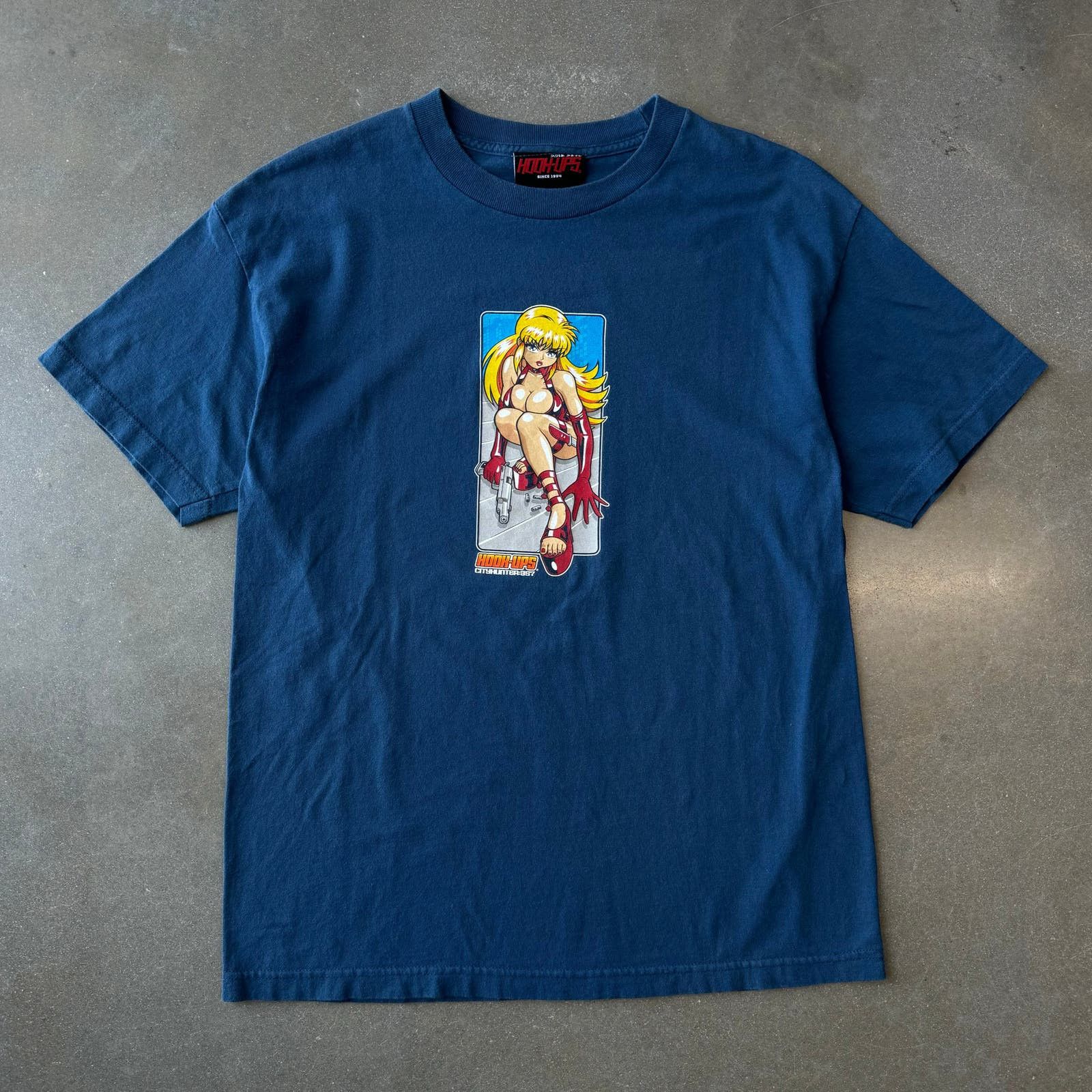 image of Vintage Y2K Hook-Ups T-Shirt [L] in Blue, Men's (Size Large)