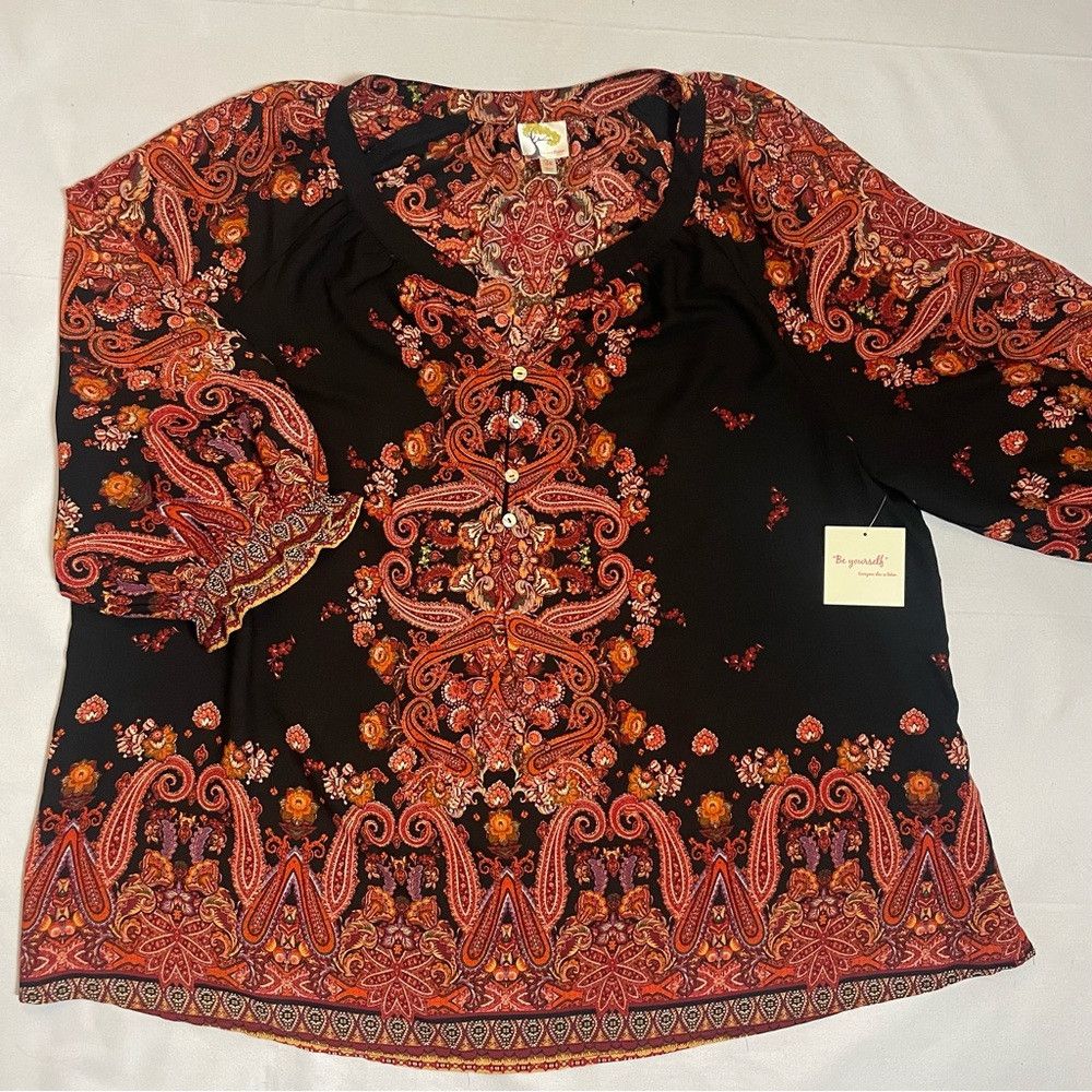 Other NWT New Figueroa & Flower Paisley Placement Print 3/4 Sleev Size 3XL / US 20-22 - 8 Thumbnail