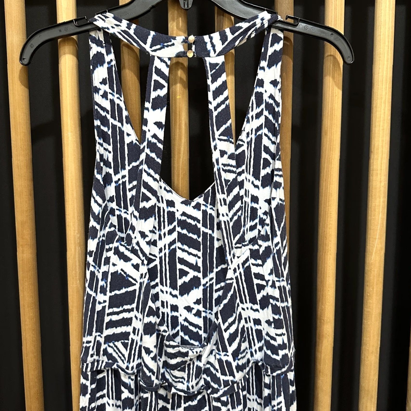 Vintage Tart Maxi Dress Women L Blue White Geometric Print Sleeveless Open Back Geometric Print Maxi Dress Women L Blue White Sleeveless Open Back Size L / US 10 / IT 46 - 5 Thumbnail
