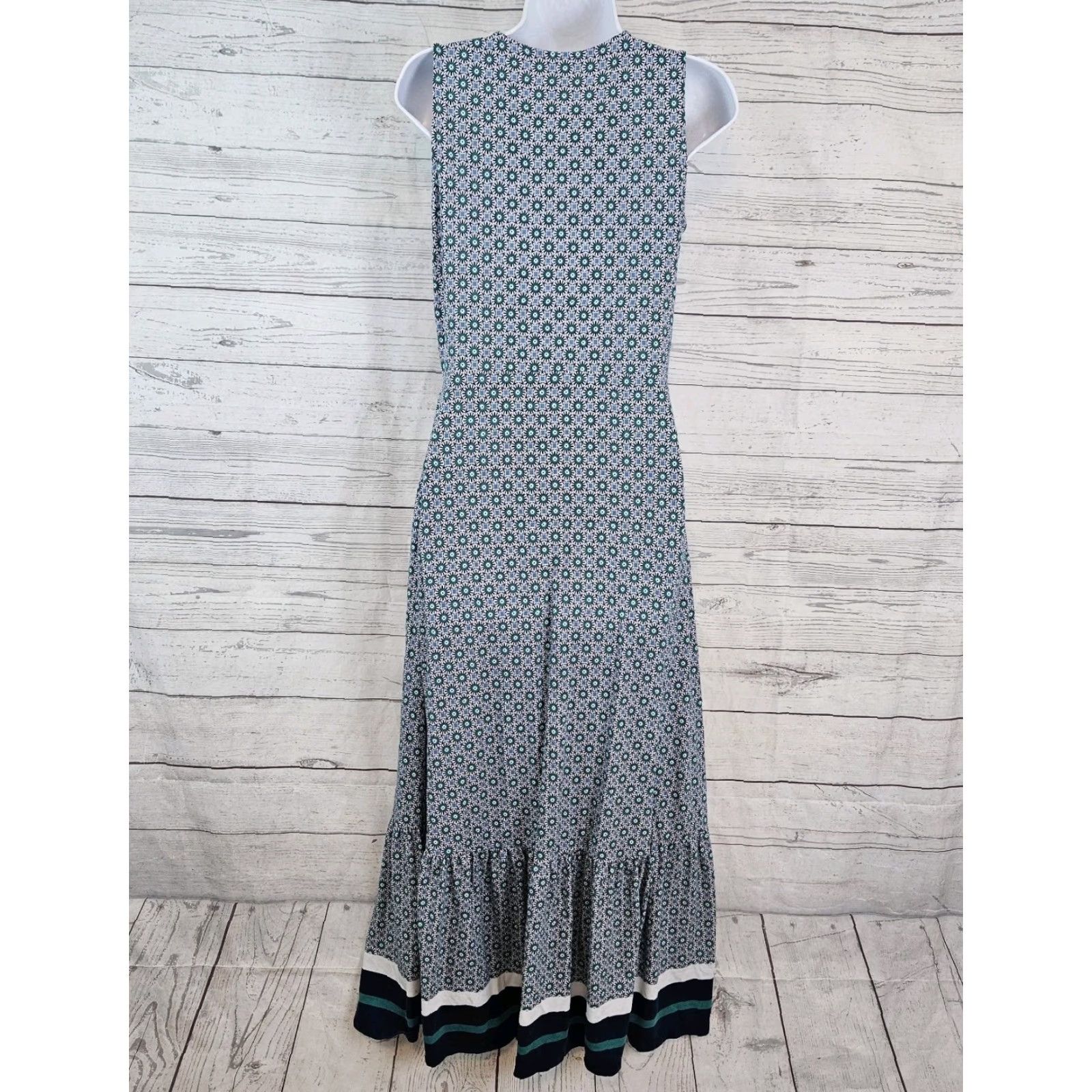 Lands' End Lands End Womens Maxi Dress Sz Small Green Blue Sleeveless Square Neck Pockets Size S / US 4 / IT 40 - 3 Thumbnail