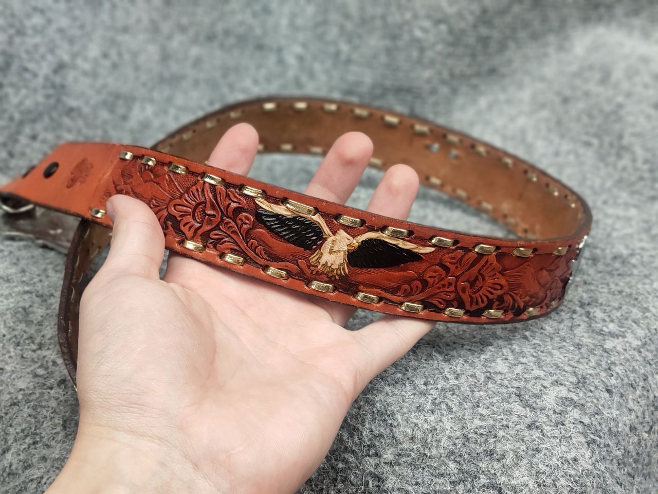 Vintage Vintage Cintos Imperial Bergamot Brass Western Leather Belt Size ONE SIZE - 8 Thumbnail