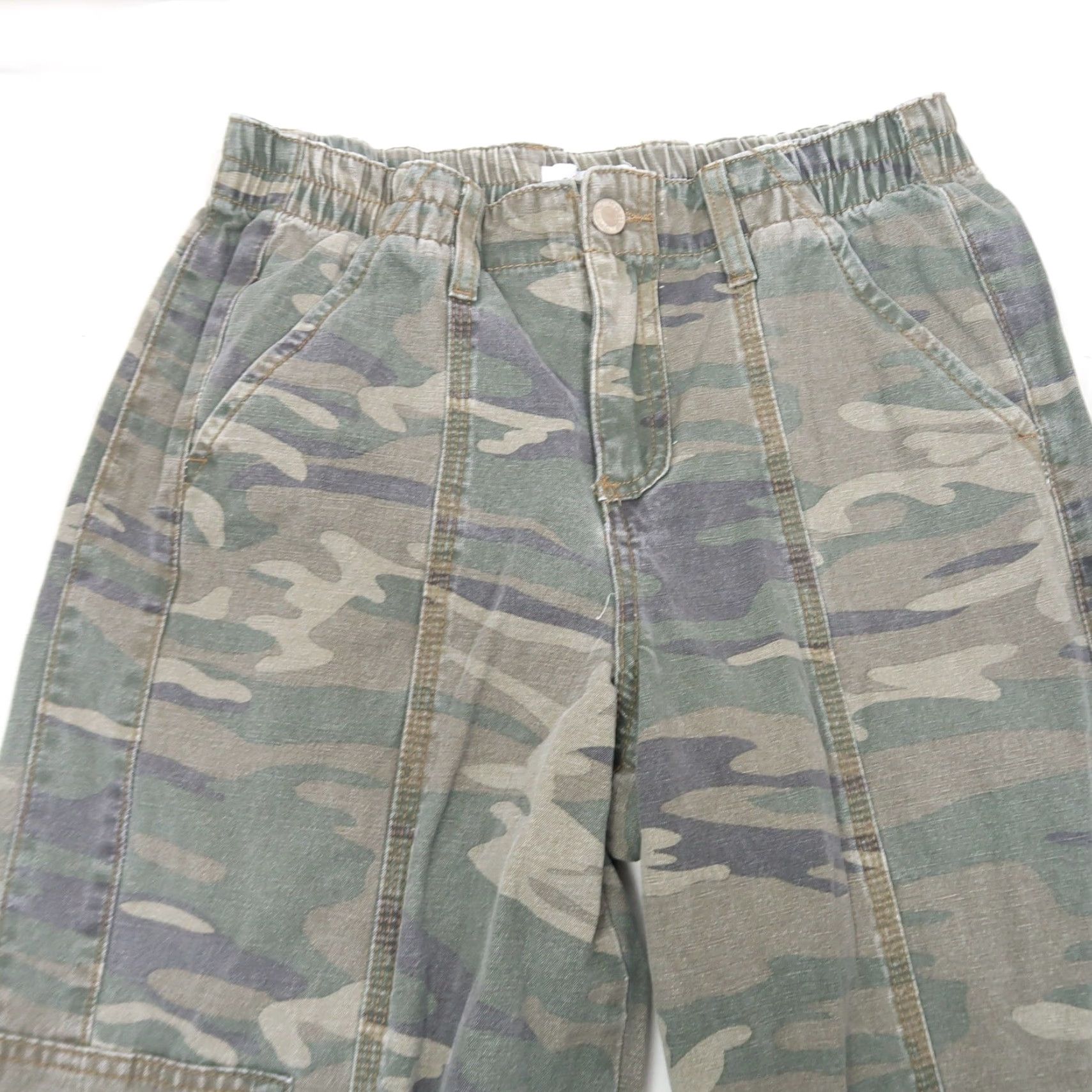 Vintage VINTAGE Angel Kiss Olive Green Camo Cargo Wide Leg Pull-On Pants 9/29 Womens Pants Camouflage Fall Spring Casual Cotton High Rise 11" Inseam 29" Size 30" / US 8 / IT 44 - 2 Thumbnail