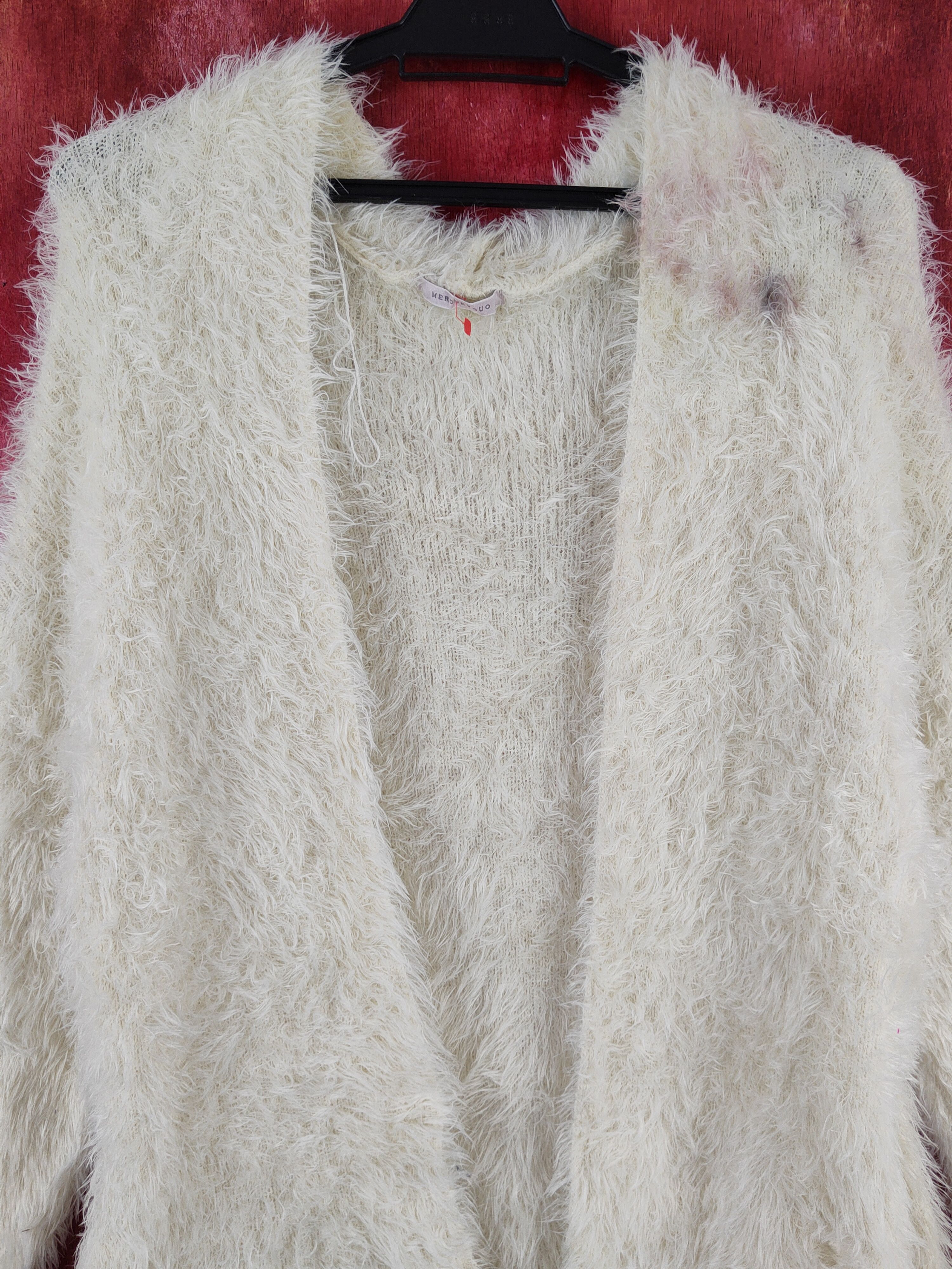 Homespun Knitwear Mercuryduo Cream Fur Mohair Knitwear Cardigan #2011 Size M / US 6-8 / IT 42-44 - 2 Thumbnail