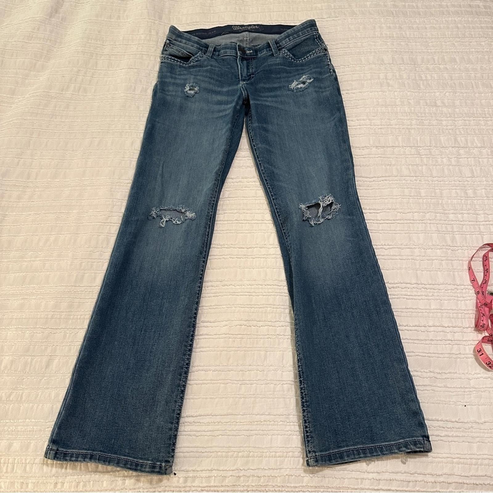 Wrangler Wrangler Shiloh 7 x 32 Distressed Flare Jeans denim stretch Size 30" / US 8 / IT 44 - 1 Thumbnail