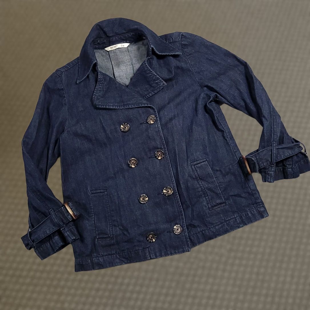Old Navy Old Navy Jacket Chambray Denim Button Front Double Breasted Collar Womens Medium Blue Solid Casual Jacket Regular Fit Size M / US 6-8 / IT 42-44 - 1 Thumbnail