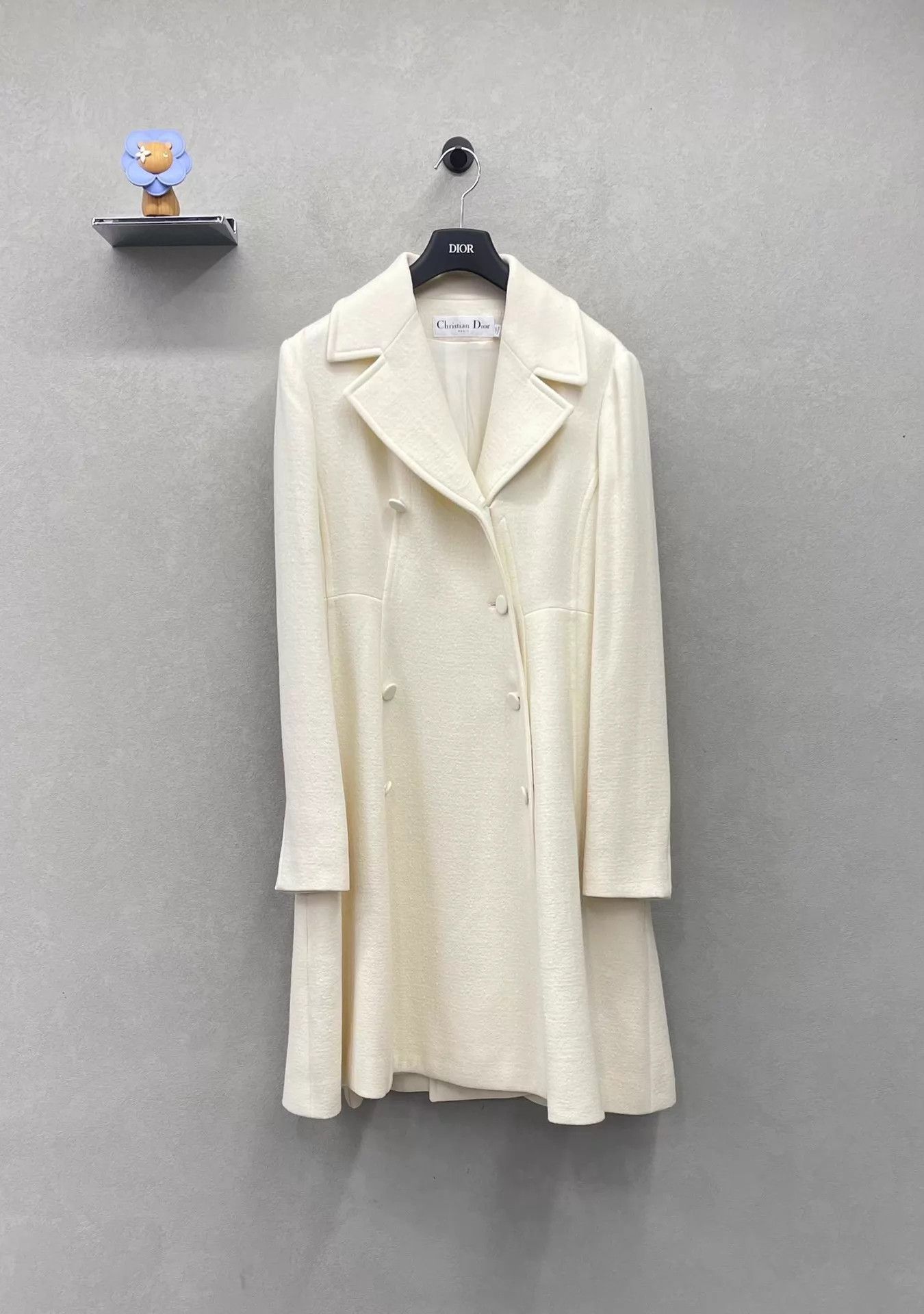 Dior Dior White Women's Long Coat F44 Waist-Cinched Pleated Hem Size L / US 10 / IT 46 - 1 Thumbnail