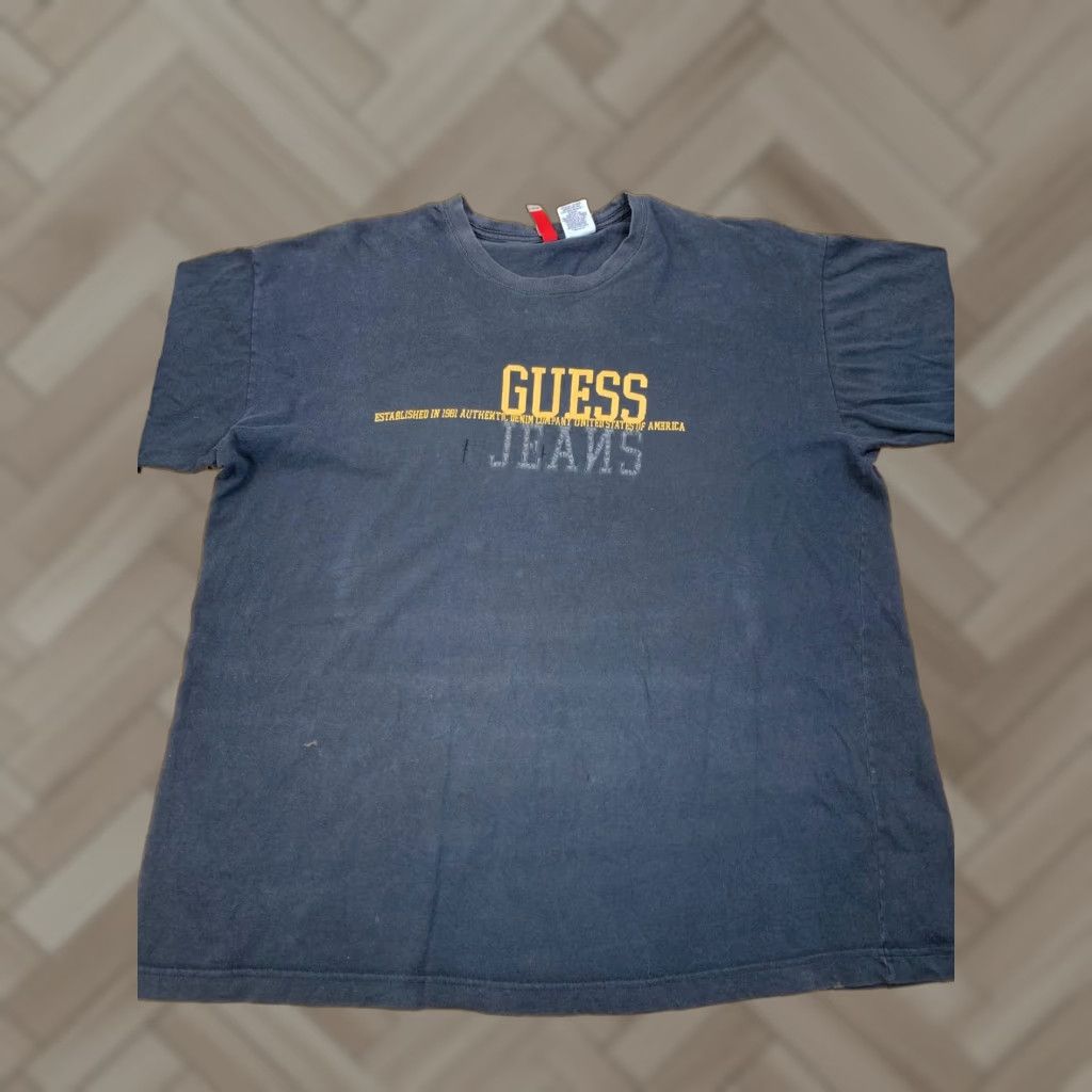 Guess GUESS Logo T Shirt Black XL Short Sleeve Men Regular Fit Distress #2001 Size US XL / EU 56 / 4 - 1 Thumbnail