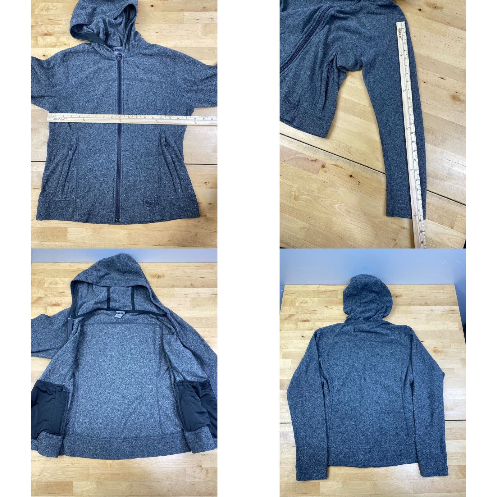 Vintage REI Fleece Jacket Womens S Gray Casual Outdoor Hooded Full Zip Jacket Size S / US 4 / IT 40 - 8 Thumbnail