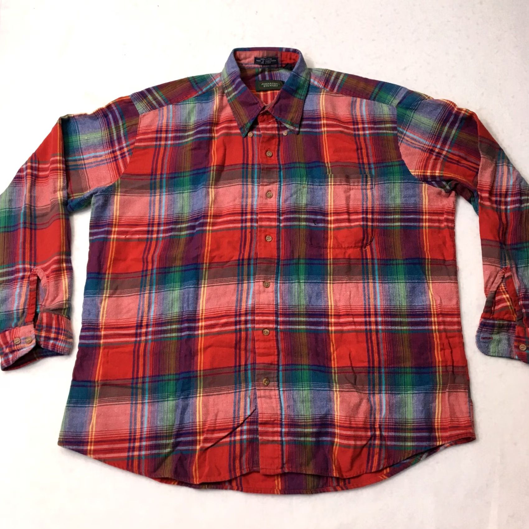 Vintage STEWART Shirt Size XL Plaid Cotton Button-Up Men's Soft Size US XL / EU 56 / 4 - 2 Thumbnail