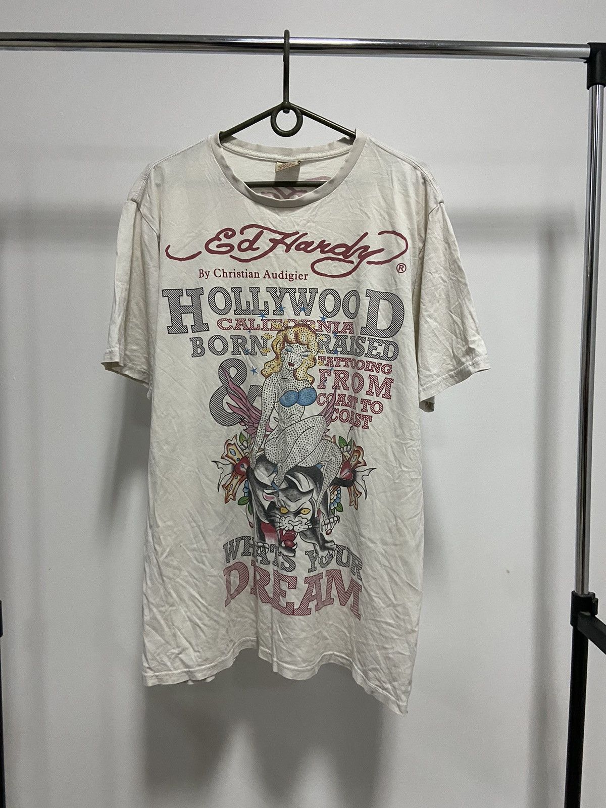 Ed Hardy × Vintage Ed Hardy t shirt girl rhinestones big print vintage tattoo Size US XL / EU 56 / 4 - 1 Thumbnail