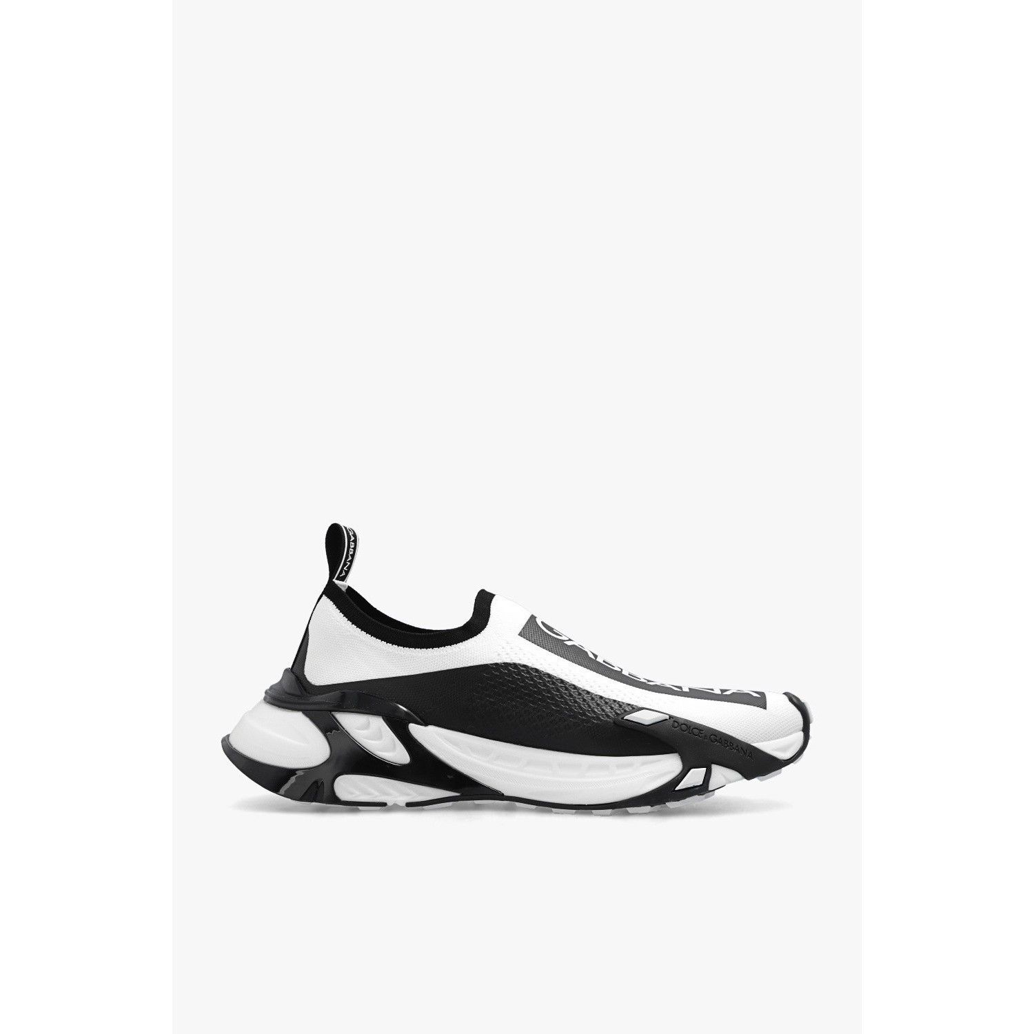 DOLCE&GABBANA Stretch Contrast White Black Leather Sneakers