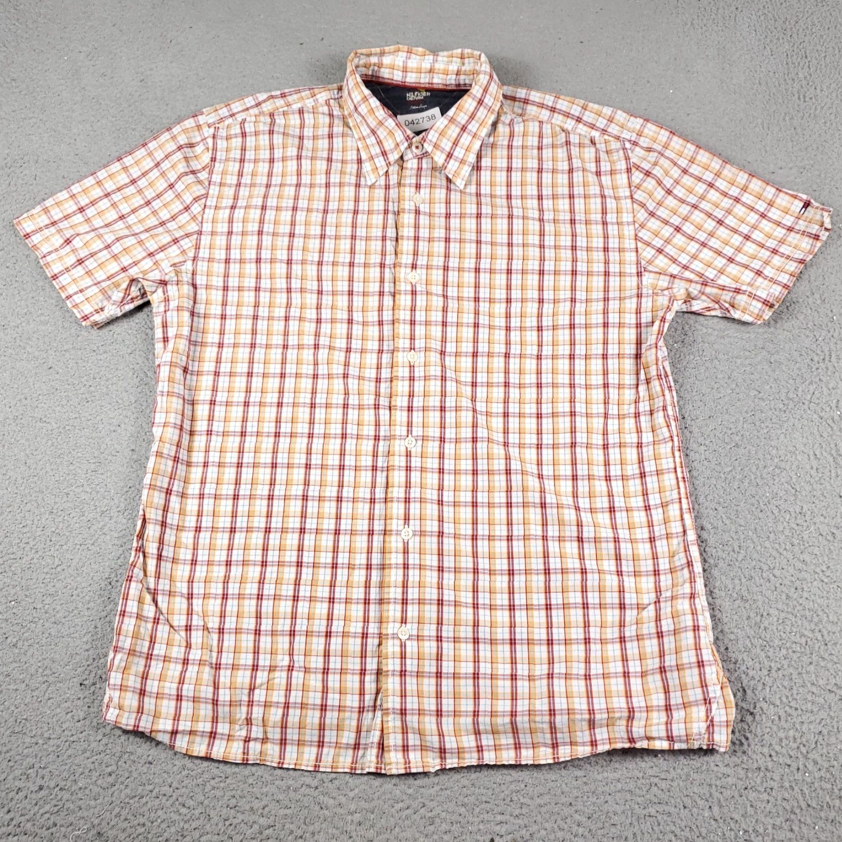 Tommy Hilfiger Tommy Hilfiger Shirt Mens Small Orange Red Plaid Casual Button Up Short Sleeve Size US S / EU 44-46 / 1 - 2 Thumbnail