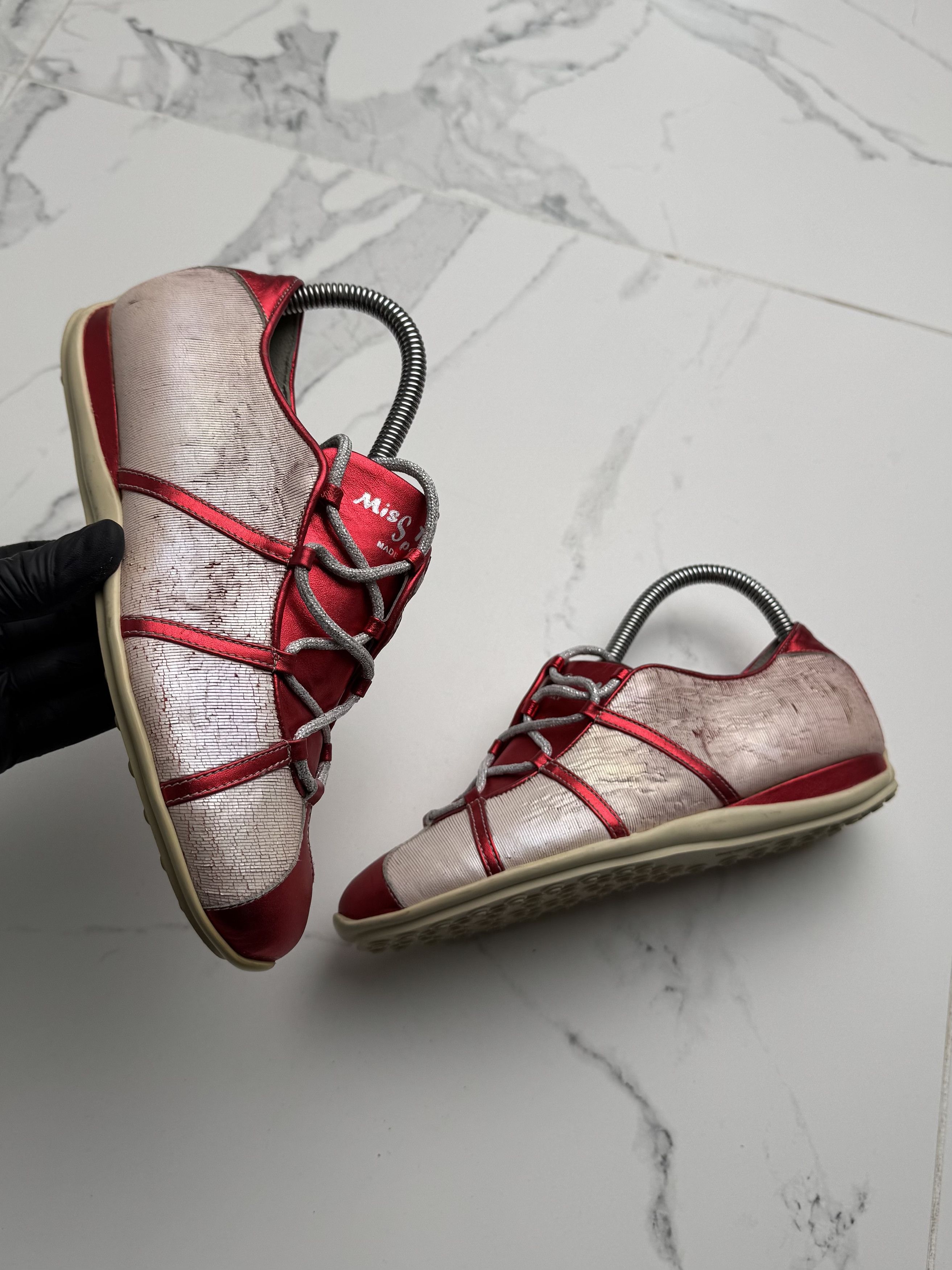 Vintage Vintage Red Metallic Casual Lace Up Comfort Walking Shoes Size US 7 / IT 37 - 1 Thumbnail