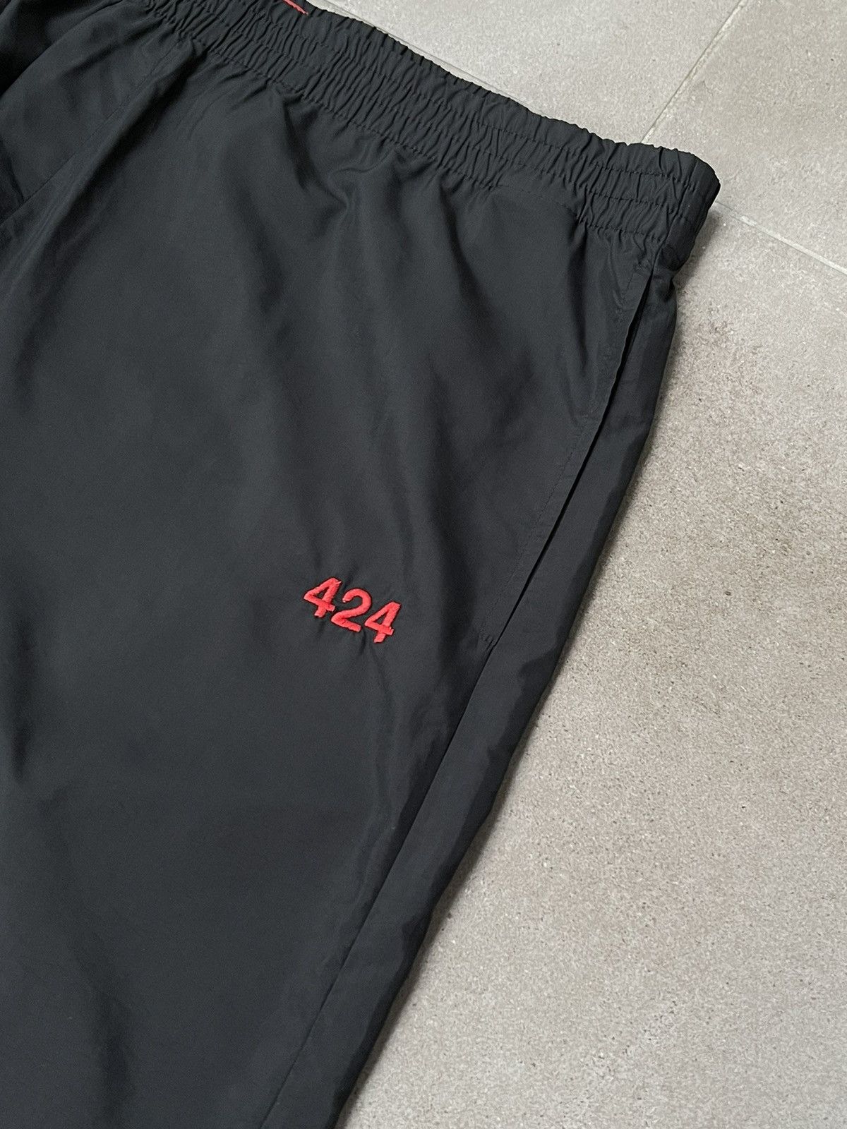 424 !DS! FW22 424 On Fairfax Logo Patched Black Track Pants Size US 36 / EU 52 - 14 Thumbnail