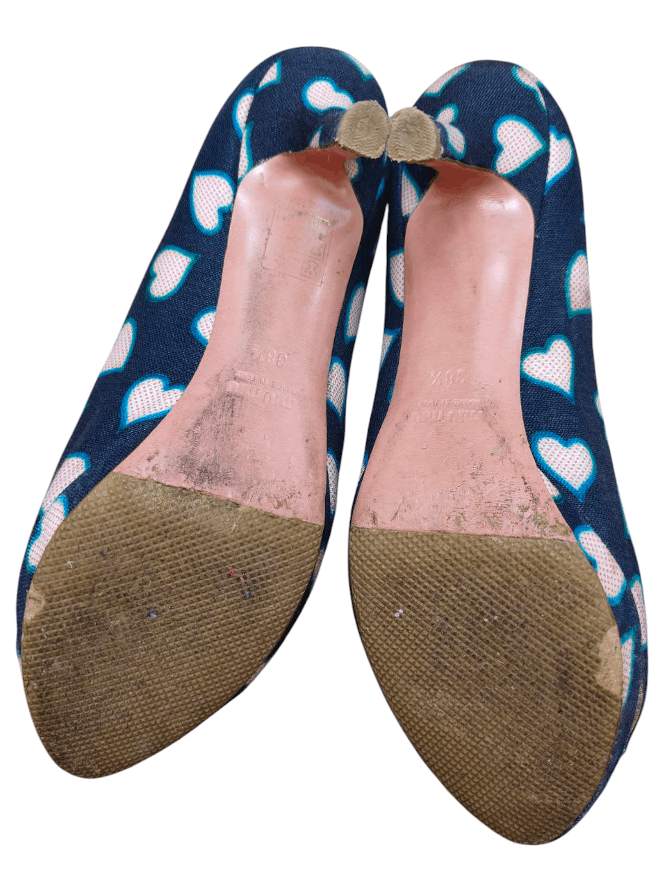 Miu Miu 💥LAST CALL💥 Peep Toe Pumps Blue Denim with Heart Size US 8.5 / IT 38.5 - 8 Thumbnail
