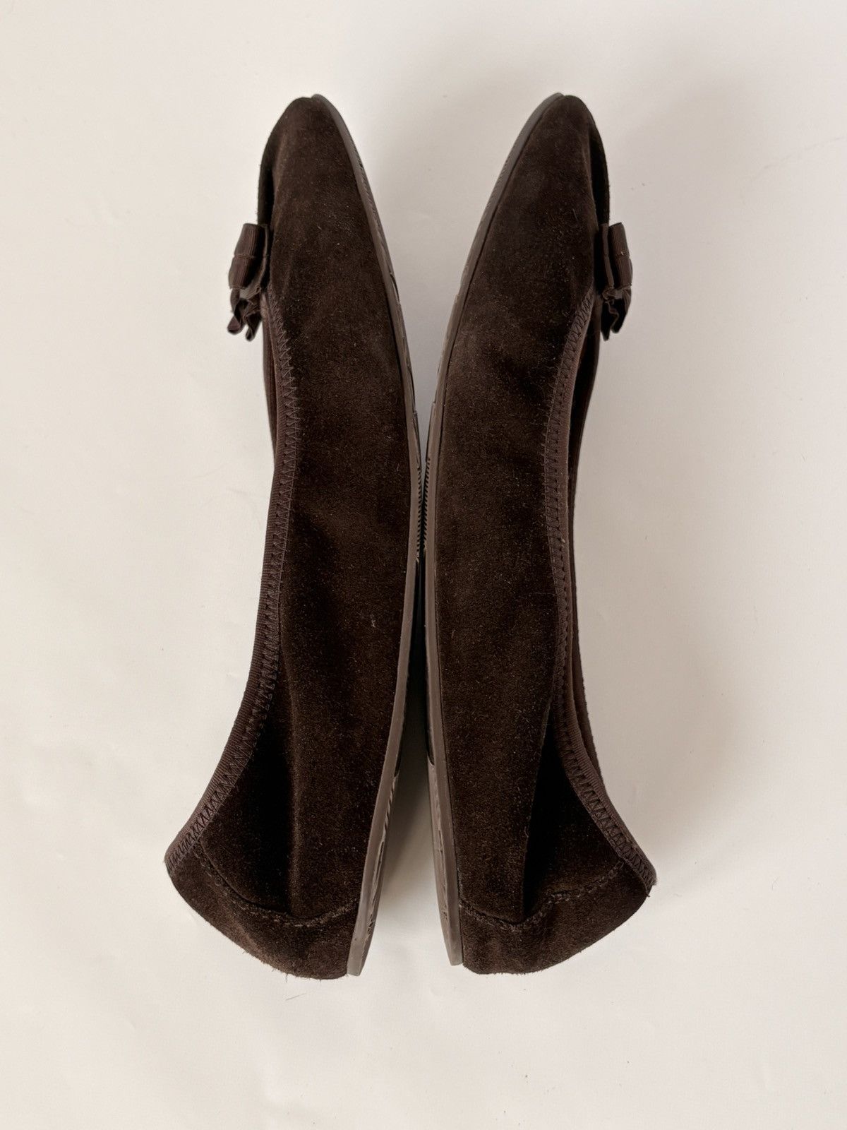 Salvatore Ferragamo Salvatore Ferragamo Brown Suede Ballet Flats Bow 40.5 10 Size US 10 / IT 40 - 9 Thumbnail