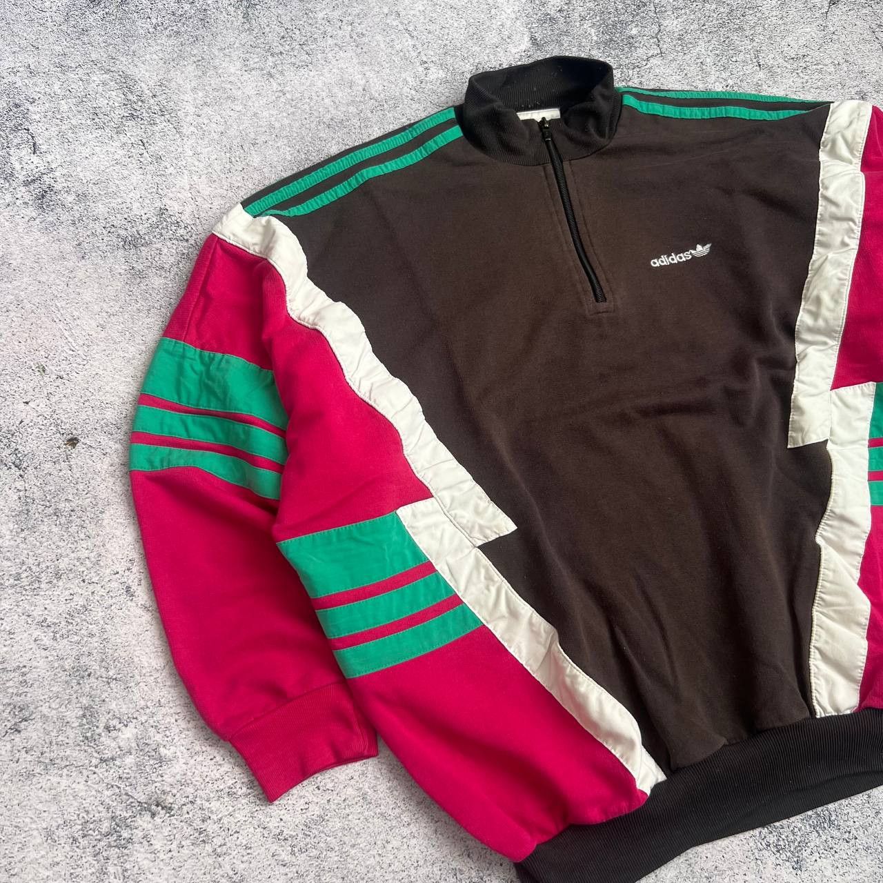 Adidas × Vintage Adidas 1/4 Zip Sweatshirt 90's - Vintage Brown (Size M-L) Size US M / EU 48-50 / 2 - 10 Thumbnail