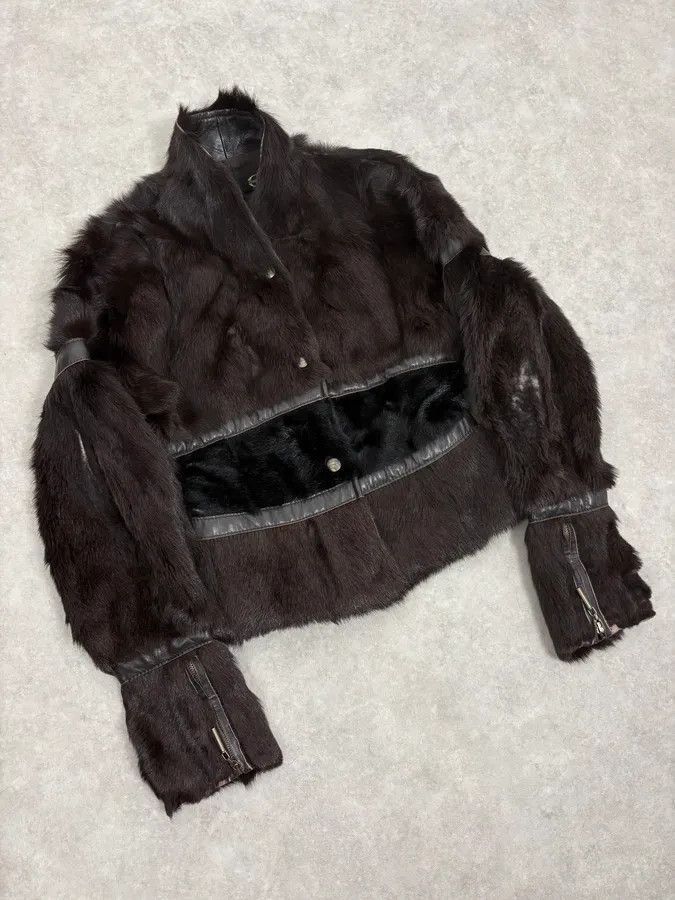 Roberto Cavalli 2000s Cavalli Brown Fur Leather Jacket Size M / US 6-8 / IT 42-44 - 5 Thumbnail