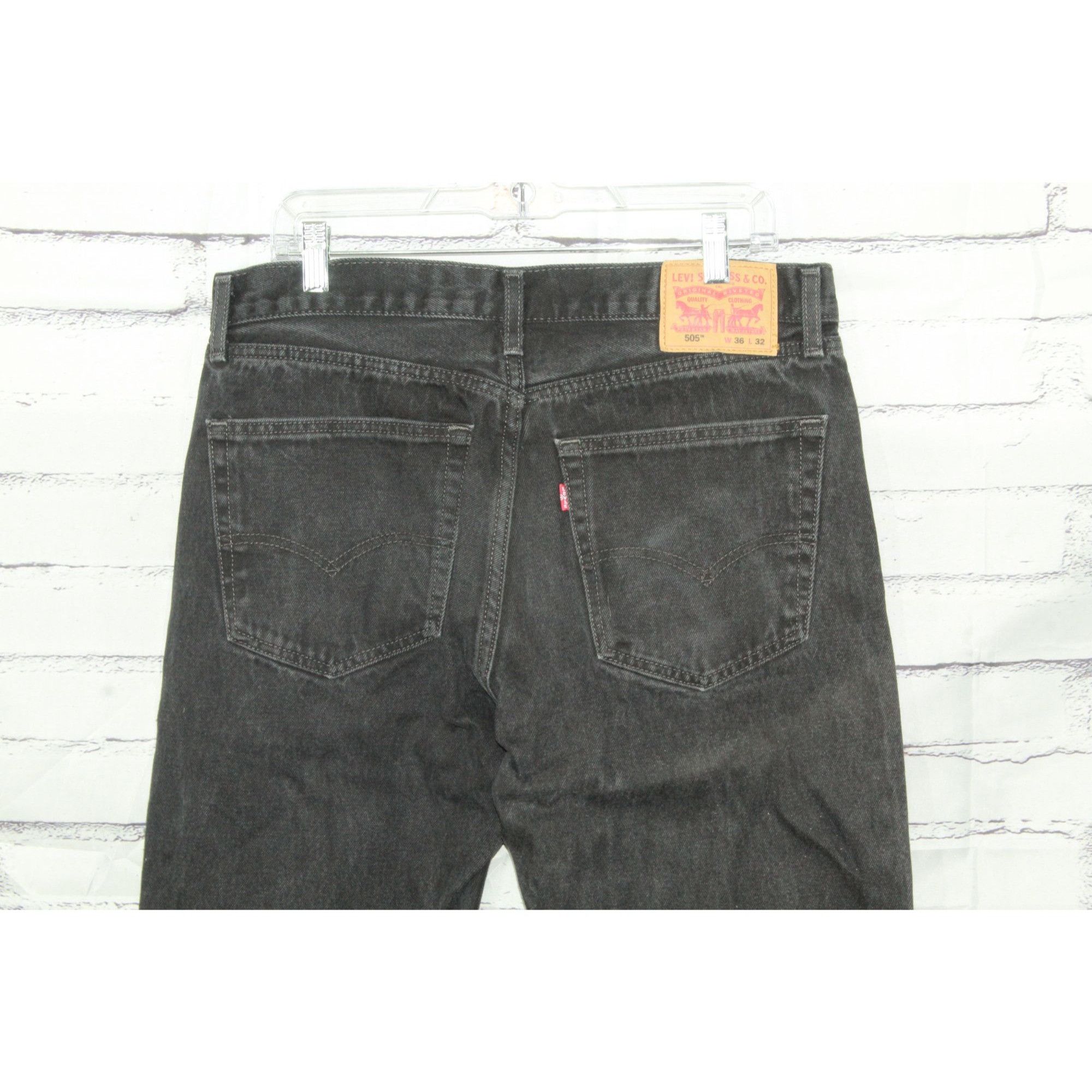 Levi's Levi's 505 Regular Fit Black Jeans Size US 36 / EU 52 - 4 Thumbnail