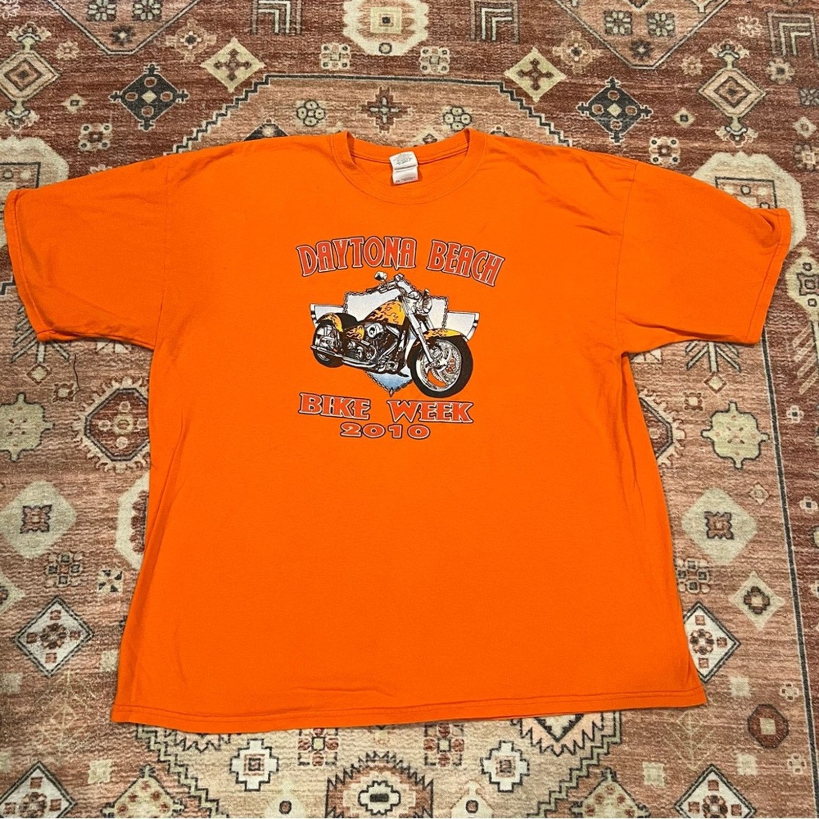 Vintage Daytona Beach Bike Week 2010 Orange Tee Shirt Size US XXL / EU 58 / 5 - 1 Thumbnail