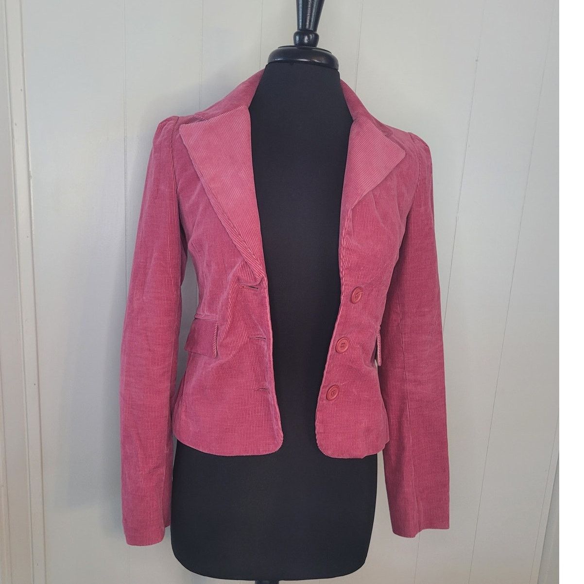 Juicy Couture VTG Petite Pink Corduroy Blazer USA Y2K
