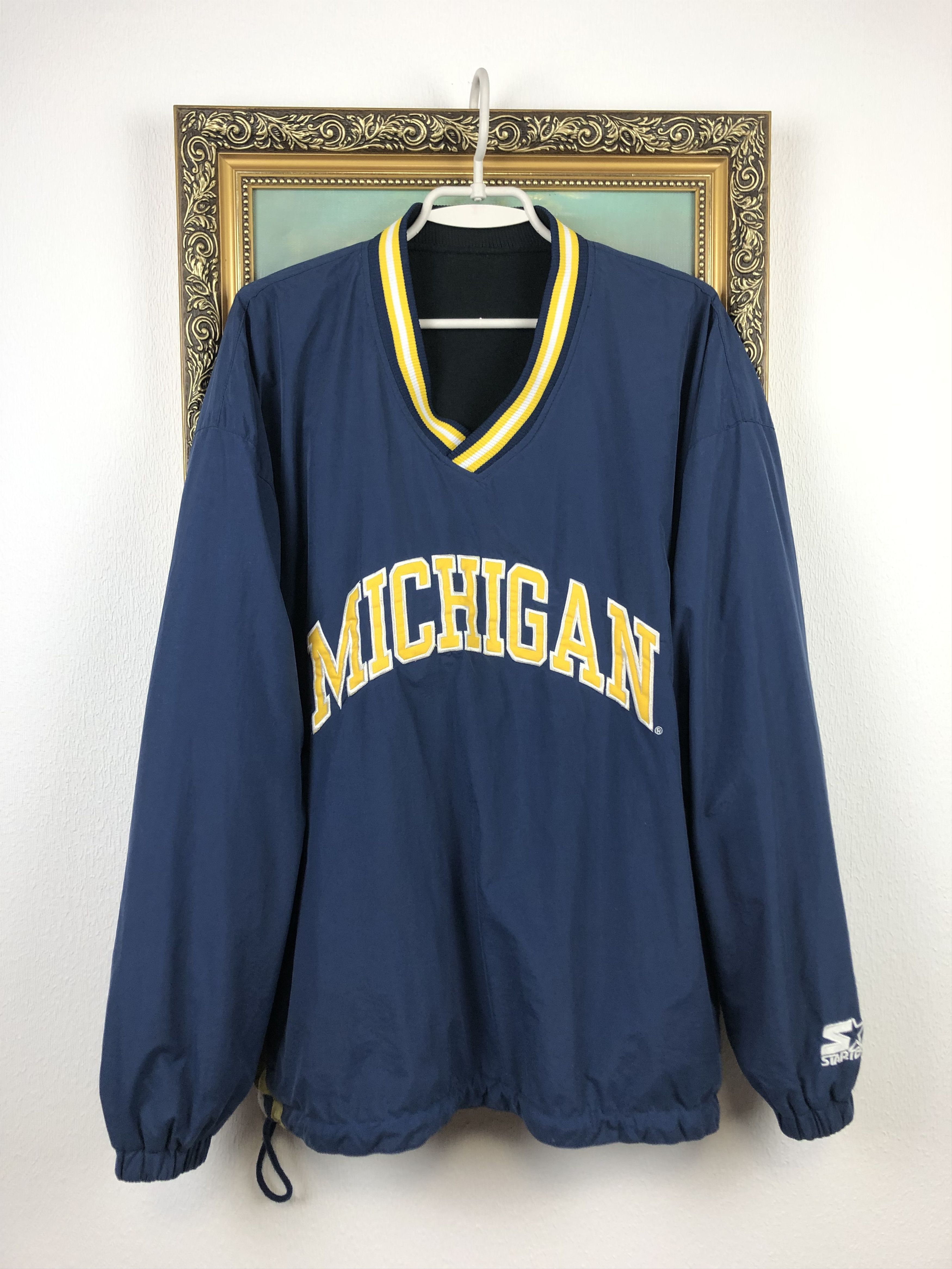 Starter Vintage Michigan Wolverines Jacket Sweatshirt Reversible Size US L / EU 52-54 / 3 - 1 Thumbnail